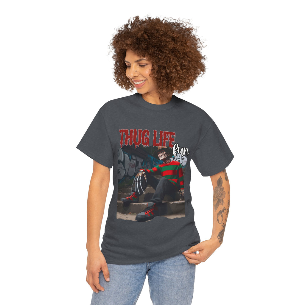 Freddie Kruger, Thug Life Tee - Horror Graphic Tee, Unisex Cotton Shirt, Halloween Costume, Horror Movie Gift