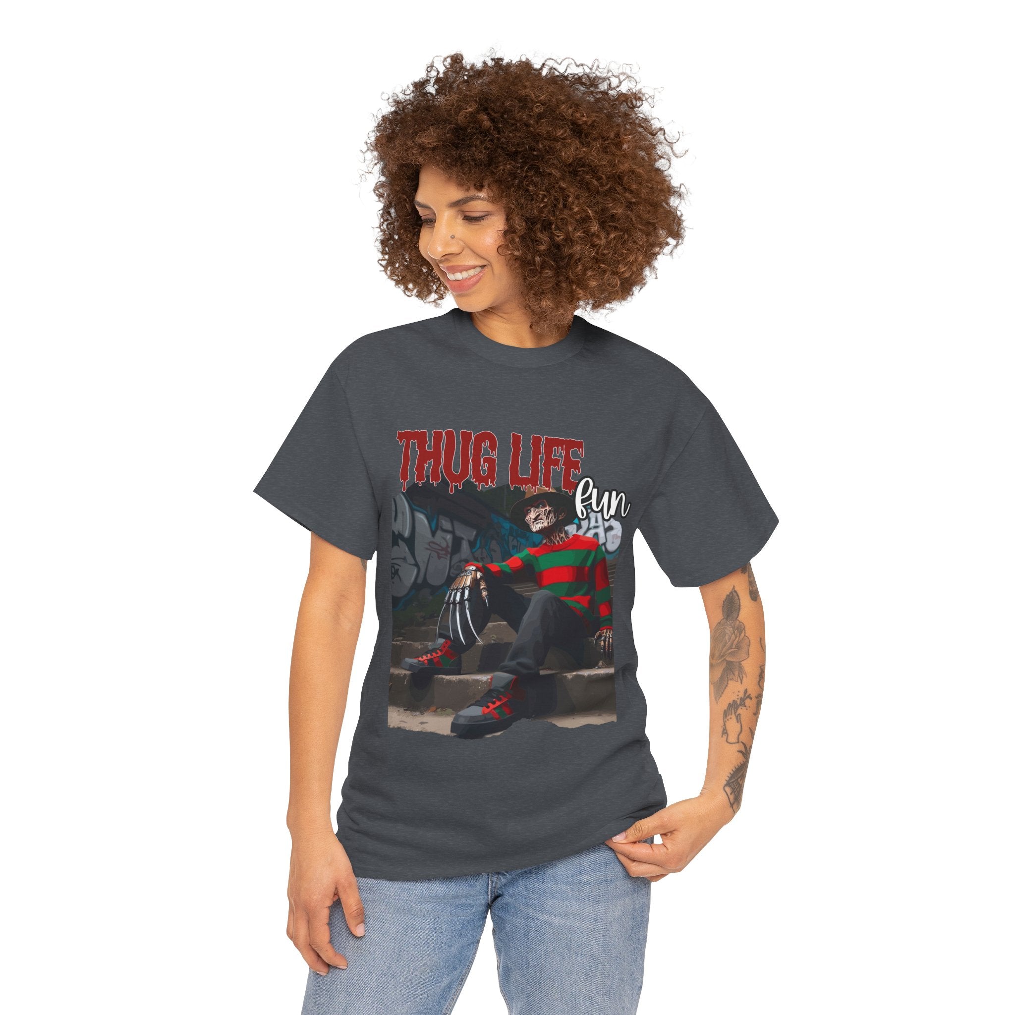 Freddie Kruger, Thug Life Tee - Horror Graphic Tee, Unisex Cotton Shirt, Halloween Costume, Horror Movie Gift