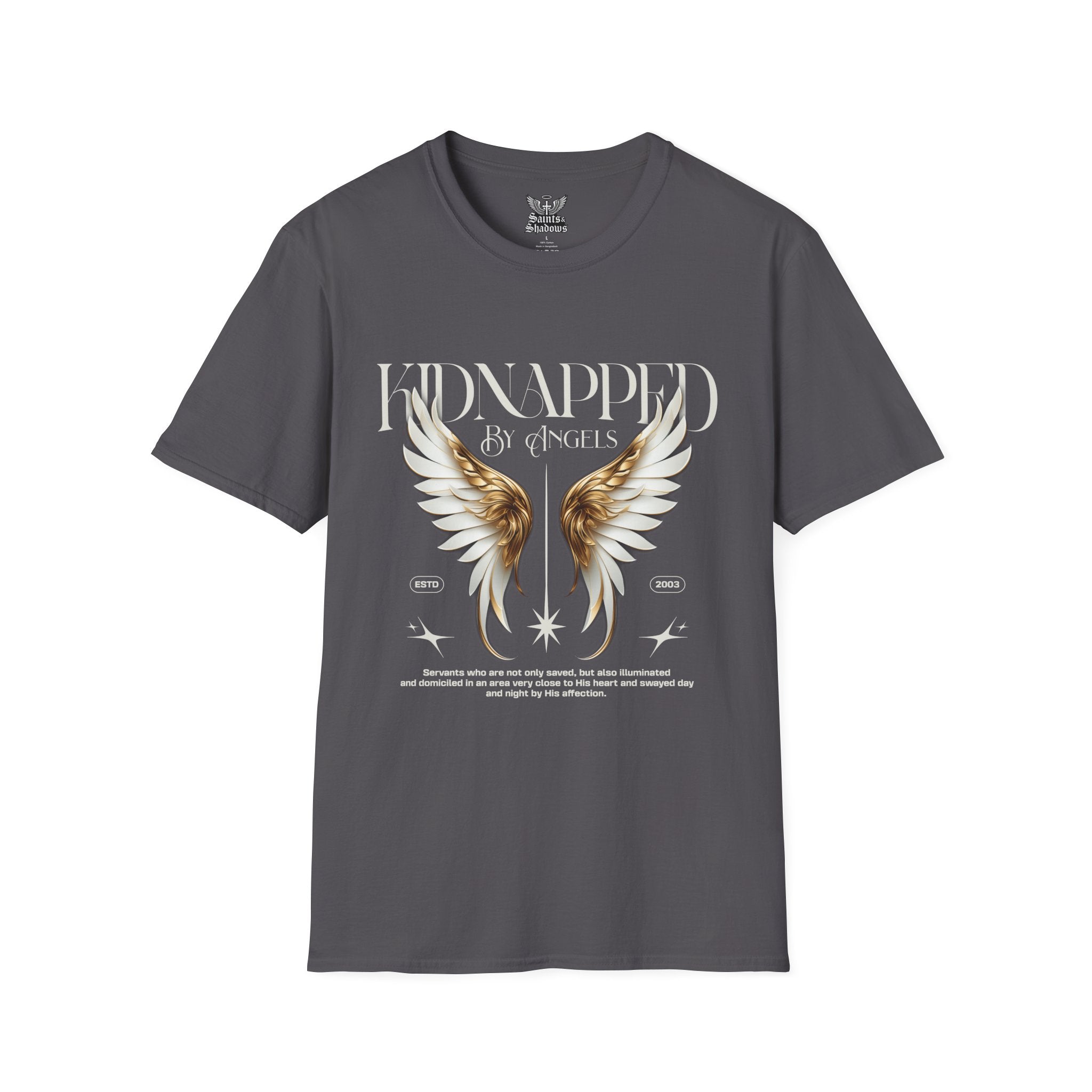 Saints and Shadows - Kidnapped, Angelic Artwork Unisex Softstyle T-Shirt, Casual Wear