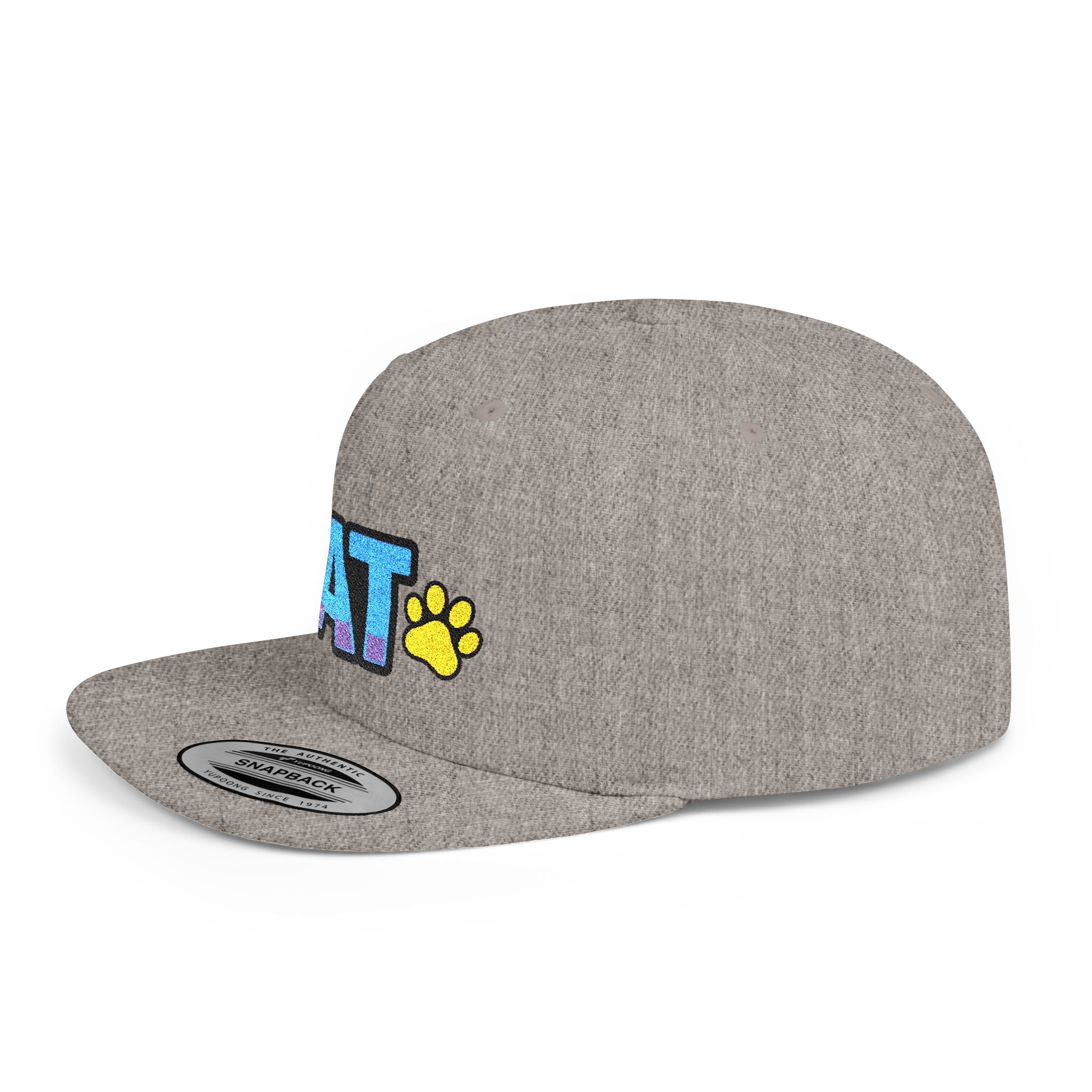 DJ Kat Paws Flat Bill Snapback Hat, Paw Print Cap for Music Lovers and Trendsetters