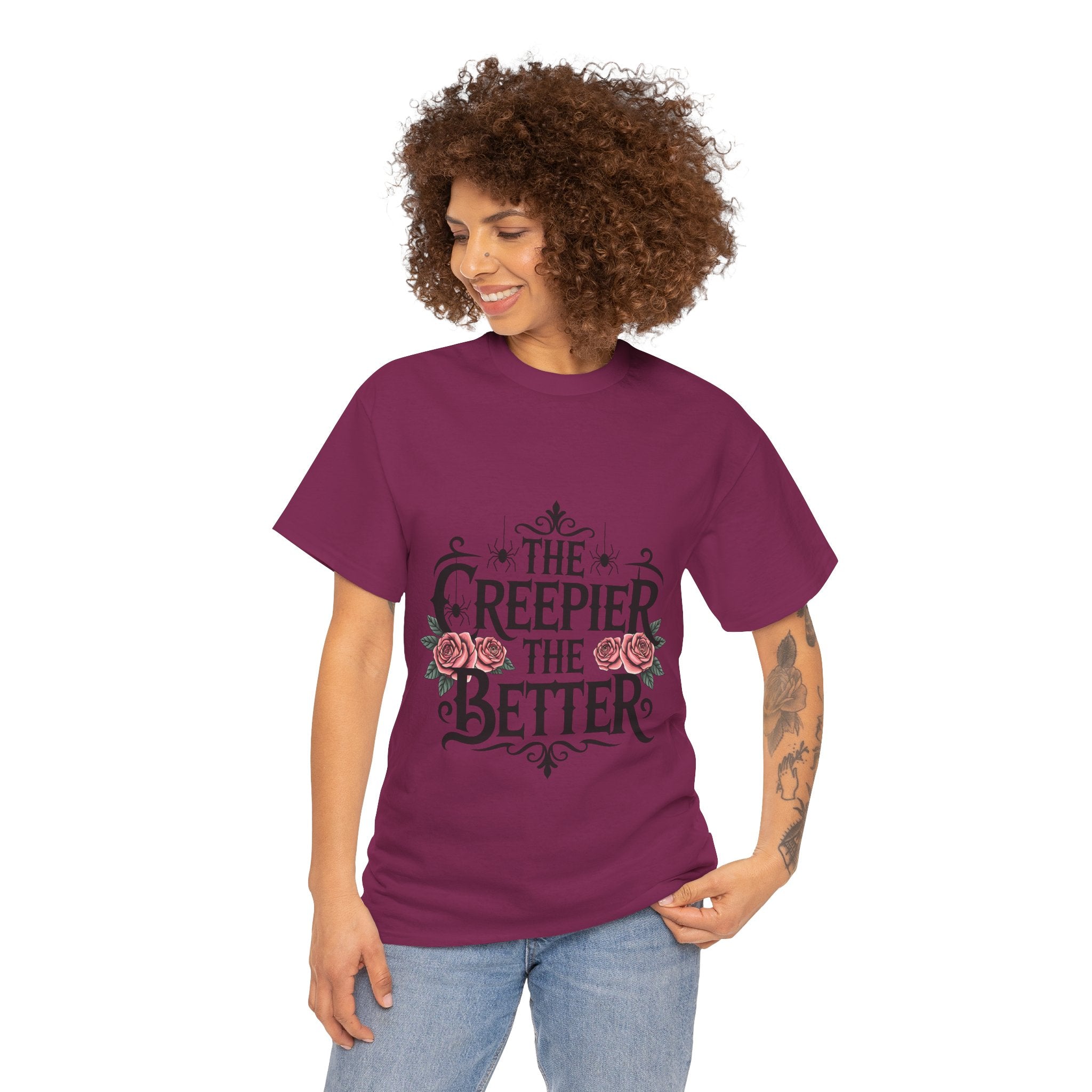 The Creepier the Better Tee, Perfect for Halloween, Casual Wear, Gift for Friends, Vintage Style, Unique Graphic T-Shirt