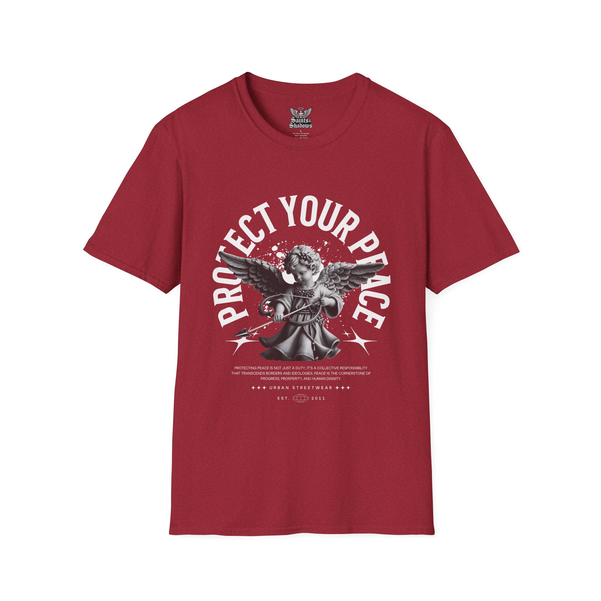 Saints and Shadows - Protect Your Peace, Angelic Artwork Unisex Softstyle T-Shirt, Casual Wear