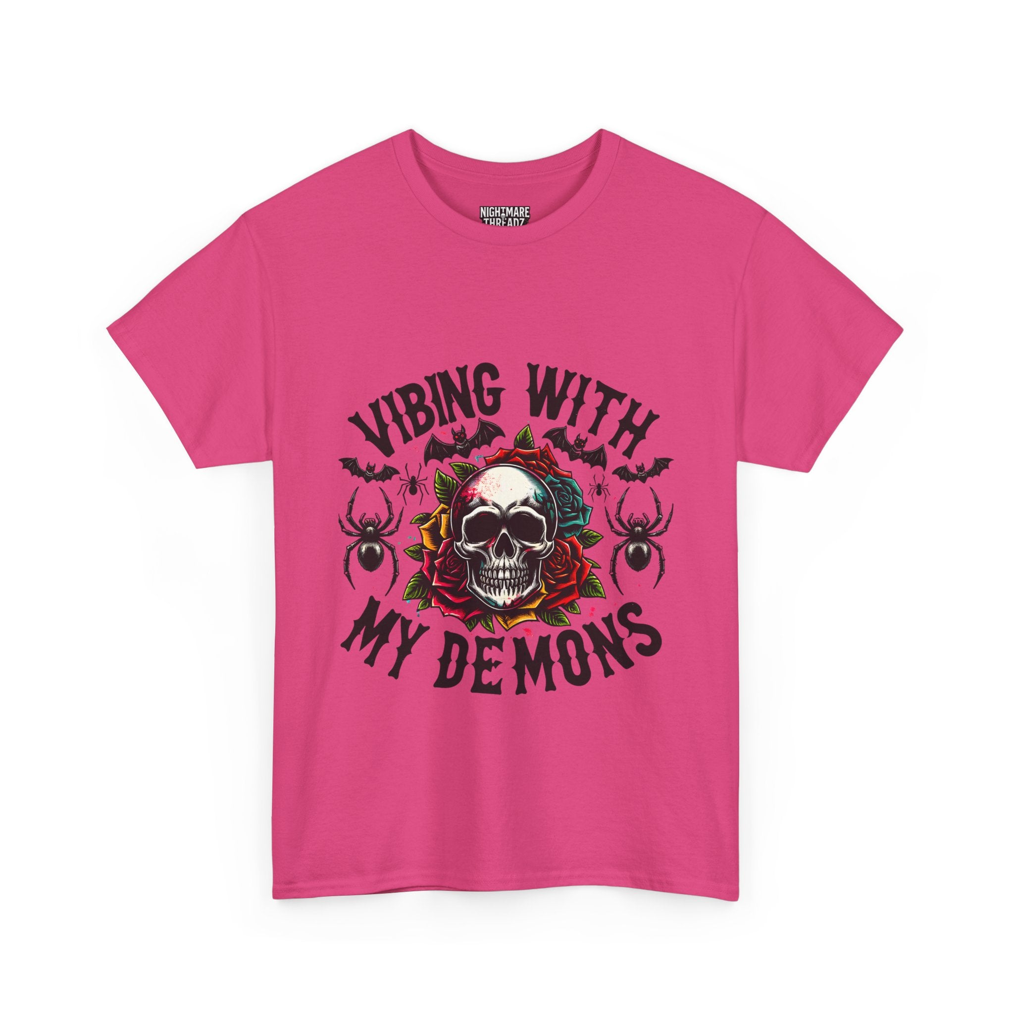 Vibing With My Demons, Halloween Skeleton & Pumpkin Tee, Spooky Season Apparel, Fall Fashion, Gift for Halloween Lovers