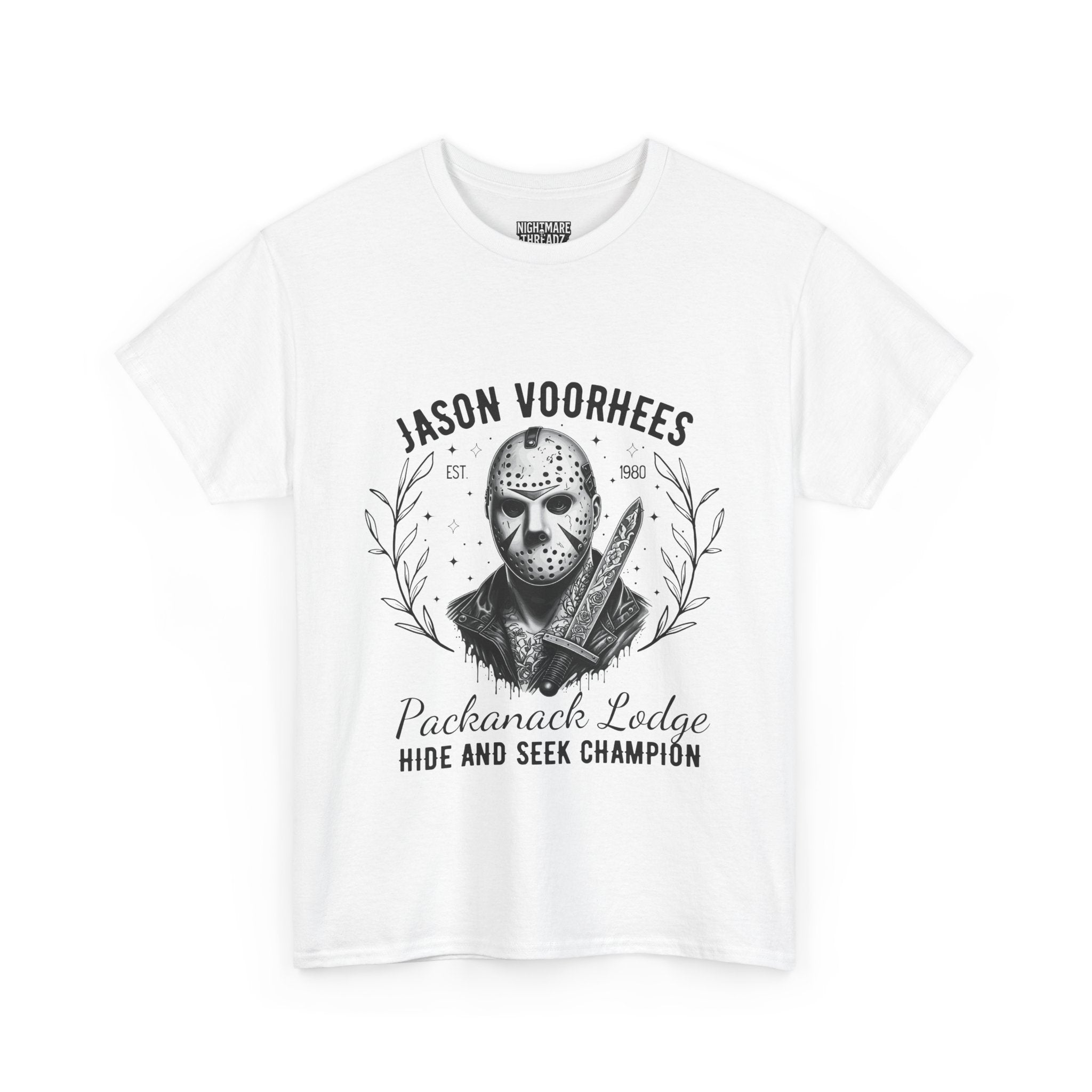Jason Voorhees 'Hide and Seek Champion'  - Horror Graphic Tee, Unisex Cotton Shirt, Halloween Costume, Horror Movie Gift, Spooky T-Shirt, Horror Fan Apparel