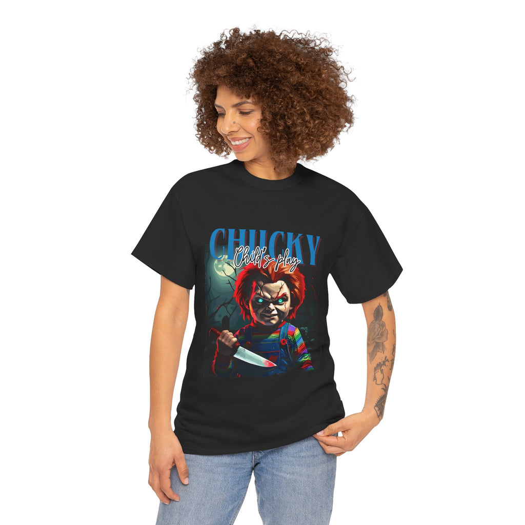 Chucky Horror Graphic Tee, Unisex Cotton Shirt, Halloween Costume, Horror Movie Gift, Spooky T-Shirt, Horror Fan Apparel