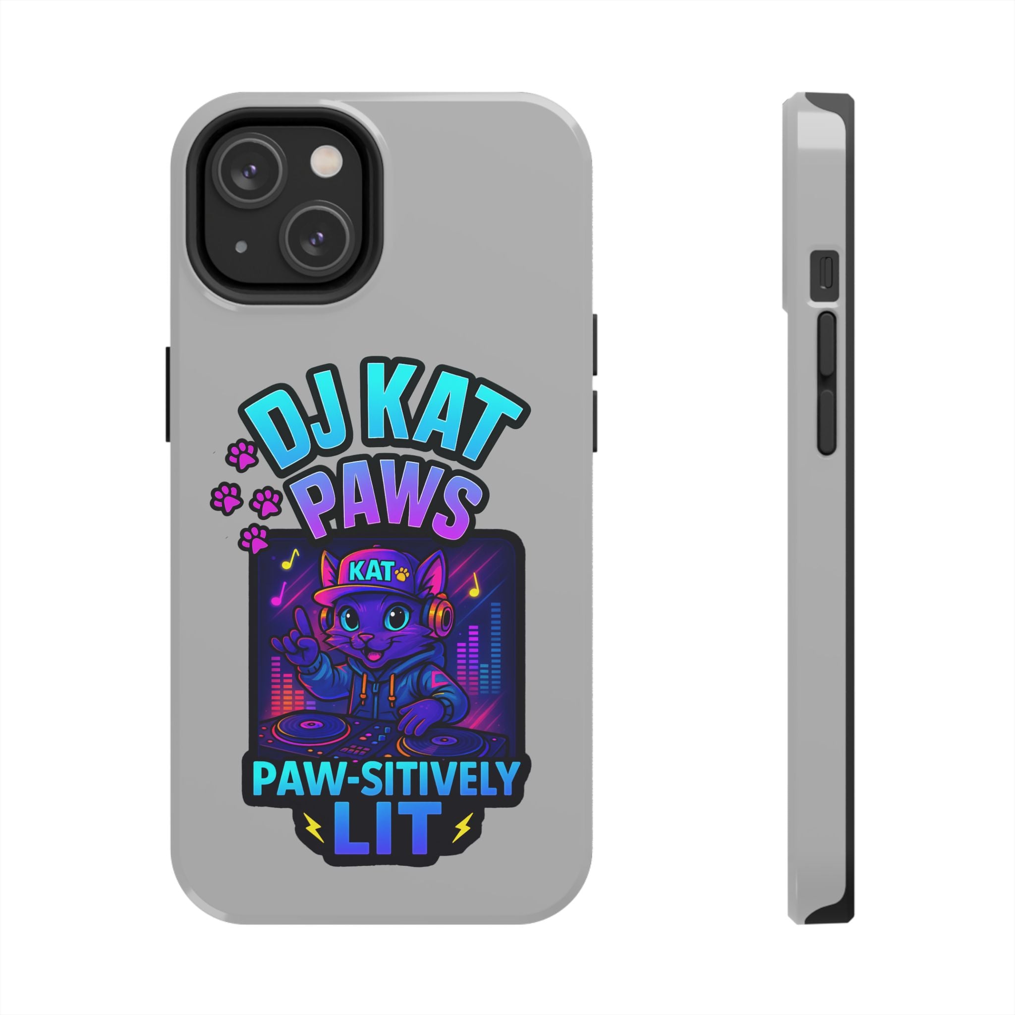 DJ KAT PAWS - Paw-sitively LIT | Tough Phone Cases - Unique Gift for Cat Lovers, Funny Phone Accessory, Music Lover's Case, Pet Owner Present