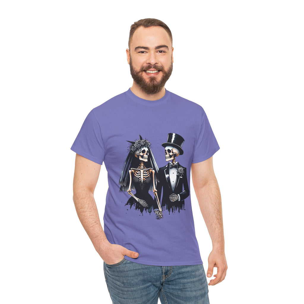 Skeleton Bride and Groom Wedding Tee - Horror Graphic Tee, Unisex Cotton Shirt, Halloween Costume, Horror Movie Gift, Spooky T-Shirt, Horror Fan Apparel