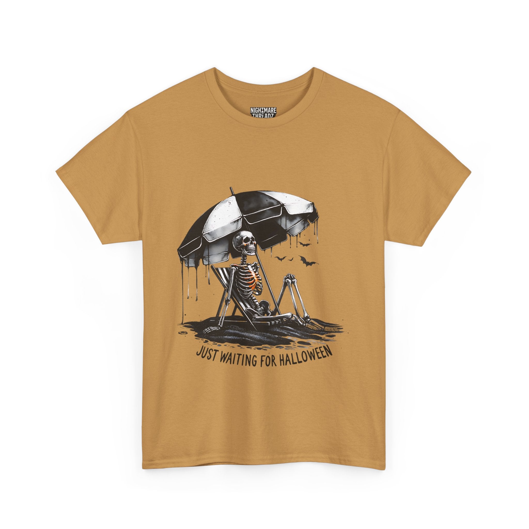 Just Waiting for Halloween, Heavy, Unisex Graphic Shirt, Birthday Gift, Casual Wear, Vintage Style, Floral Design T-shirt