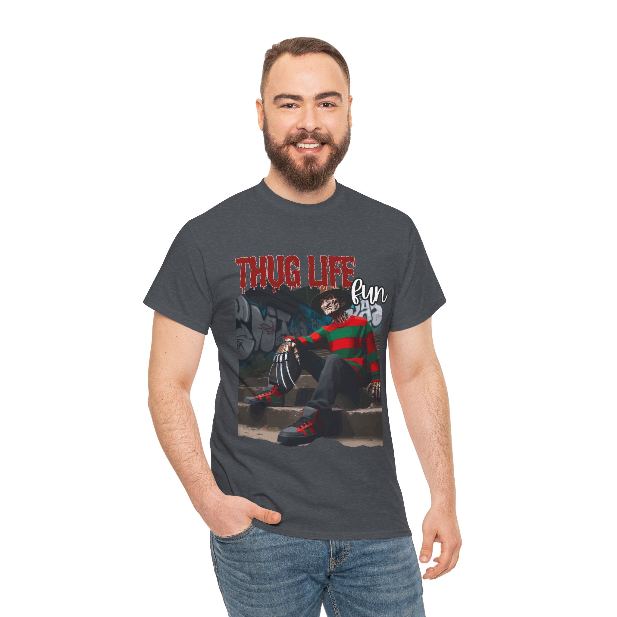 Freddie Kruger, Thug Life Tee - Horror Graphic Tee, Unisex Cotton Shirt, Halloween Costume, Horror Movie Gift