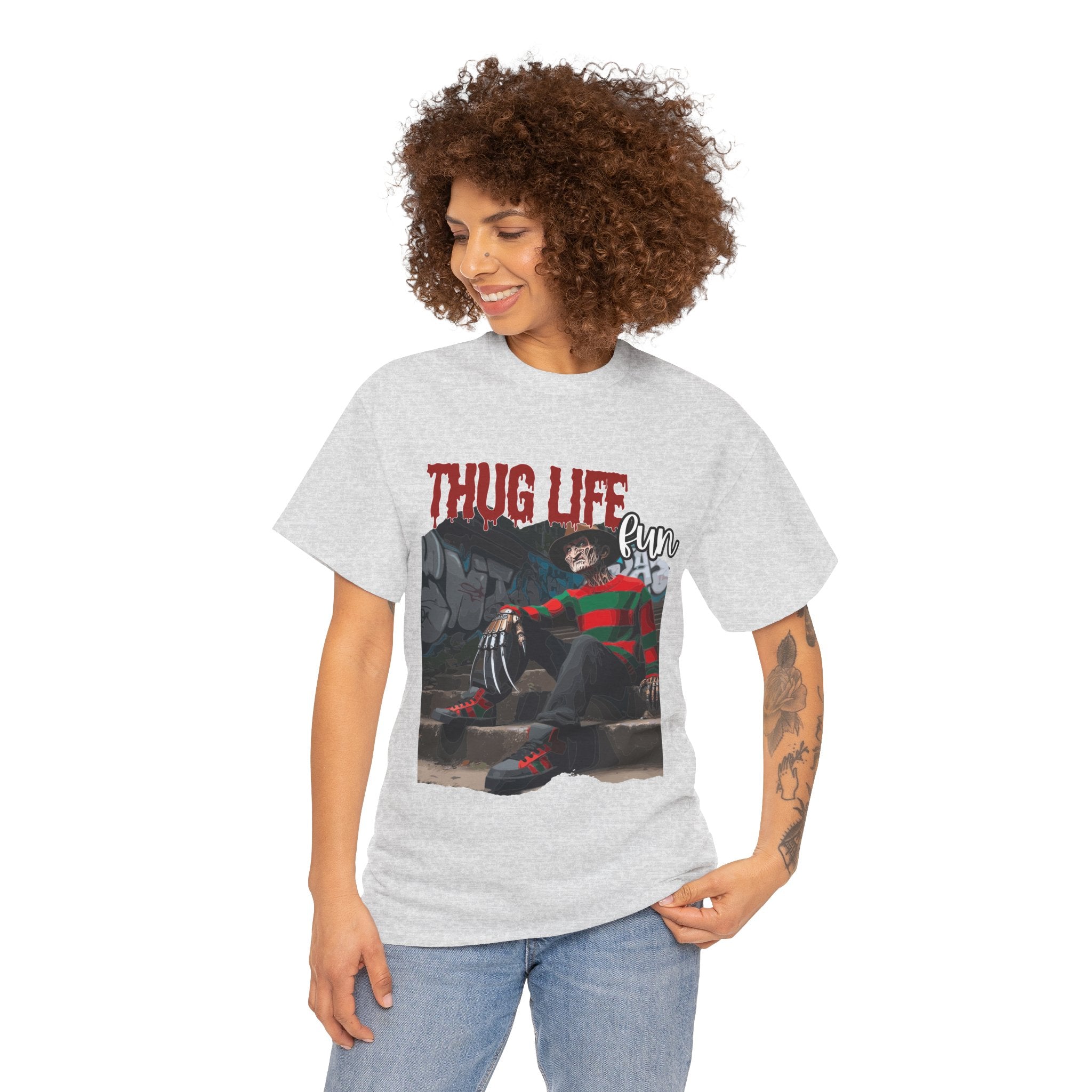 Freddie Kruger, Thug Life Tee - Horror Graphic Tee, Unisex Cotton Shirt, Halloween Costume, Horror Movie Gift
