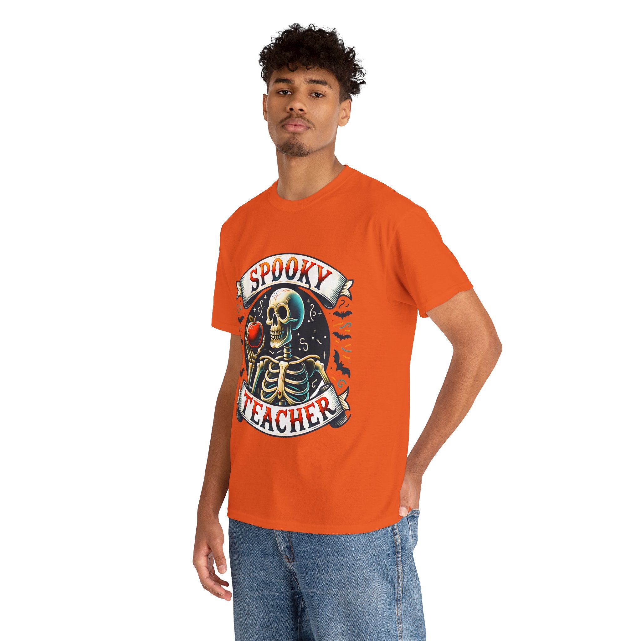 Spooky Teacher Tee, Halloween Shirt, Unisex Cotton T-Shirt, Funny Teacher Gift, Skeleton Design, Fall Apparel