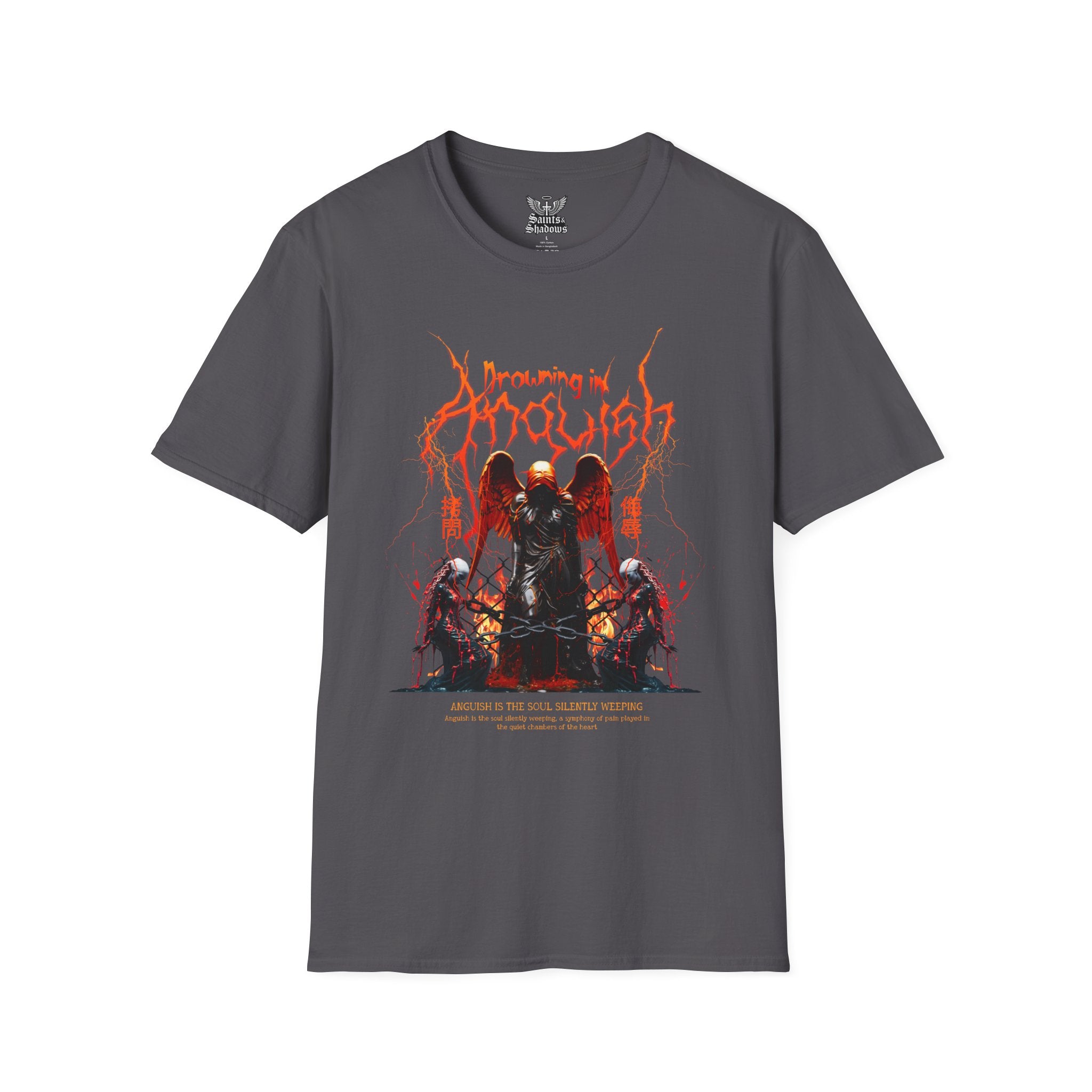 Saints and Shadows -Drowning In Anguish, Angelic Artwork Unisex Softstyle T-Shirt, Casual Wear