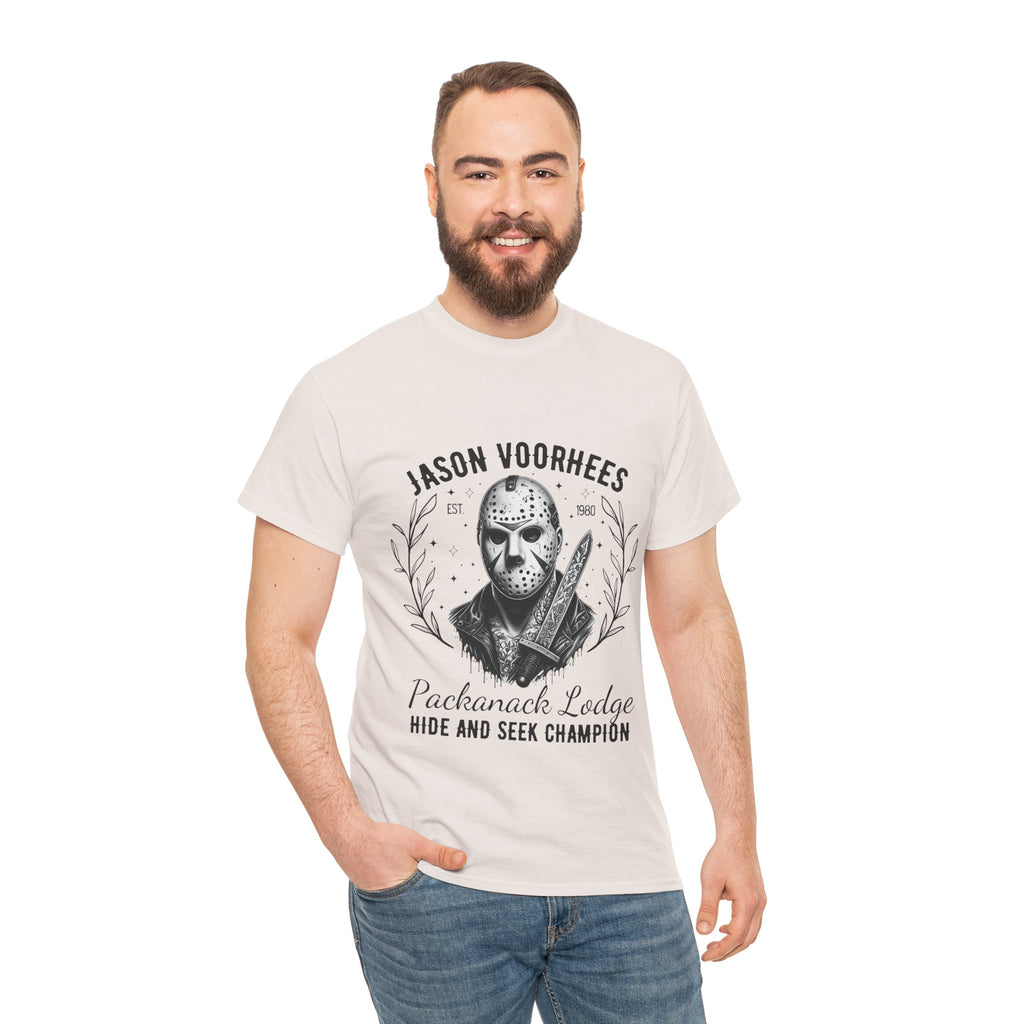 Jason Voorhees 'Hide and Seek Champion'  - Horror Graphic Tee, Unisex Cotton Shirt, Halloween Costume, Horror Movie Gift, Spooky T-Shirt, Horror Fan Apparel