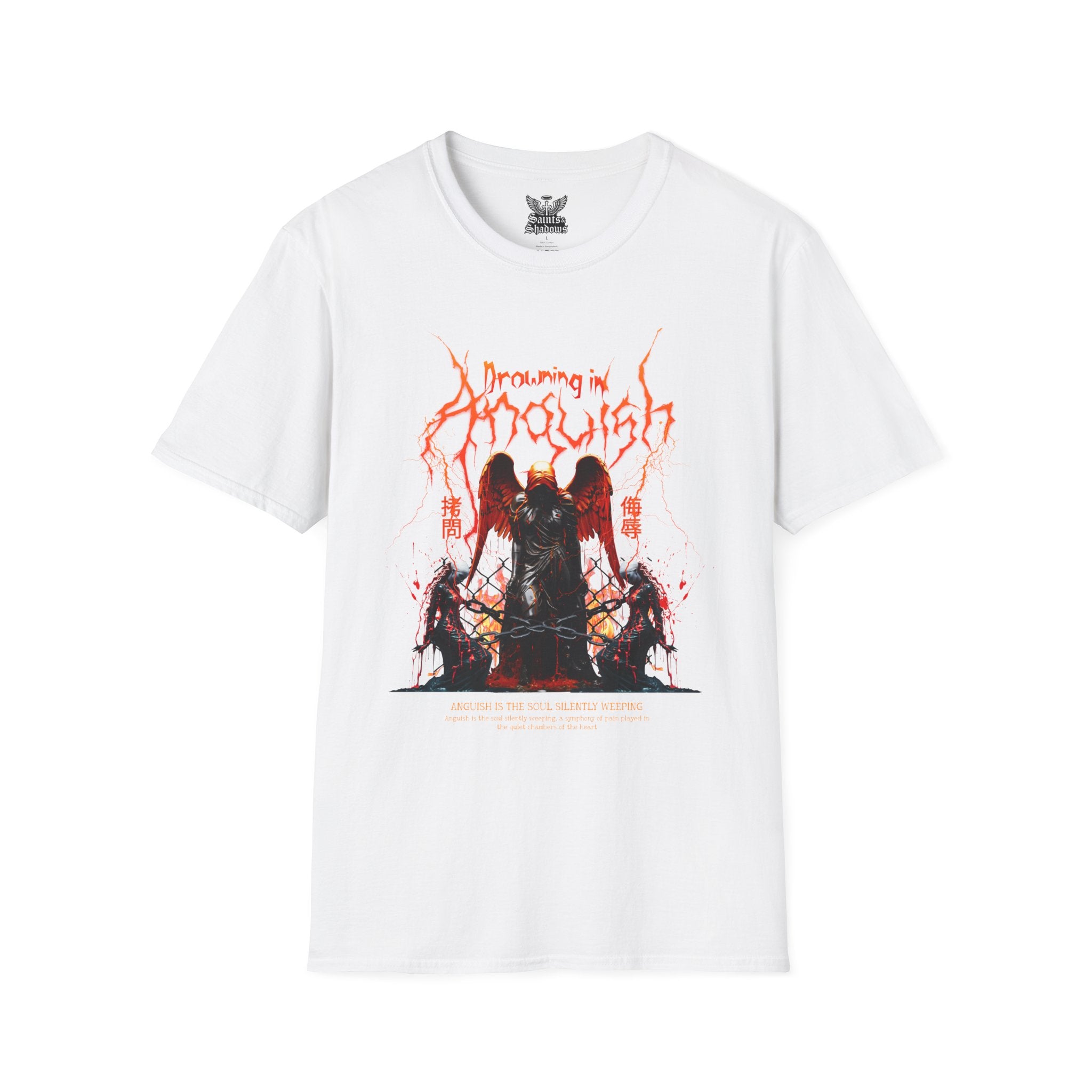 Saints and Shadows -Drowning In Anguish, Angelic Artwork Unisex Softstyle T-Shirt, Casual Wear