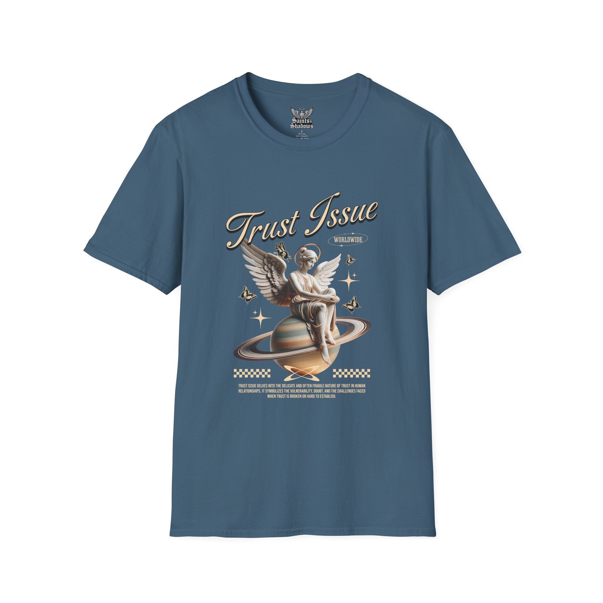 Saints and Shadows - Trust Issue, Angelic Artwork Unisex Softstyle T-Shirt, Casual Wear