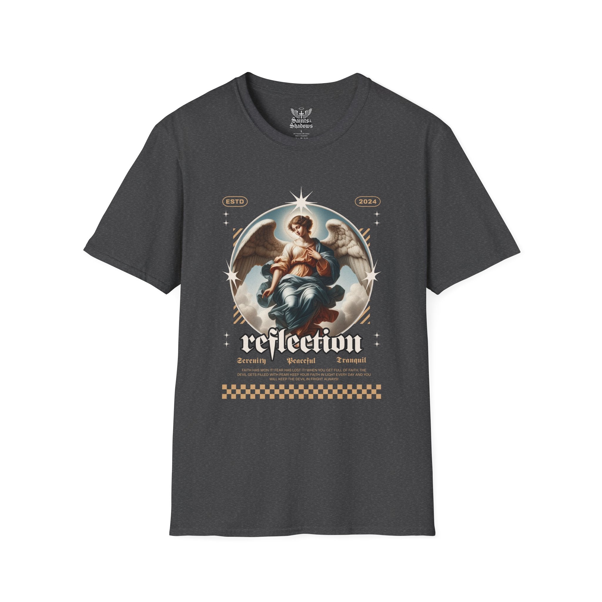 Saints and Shadows - Reflection, Angelic Artwork Unisex Softstyle T-Shirt, Casual Wear