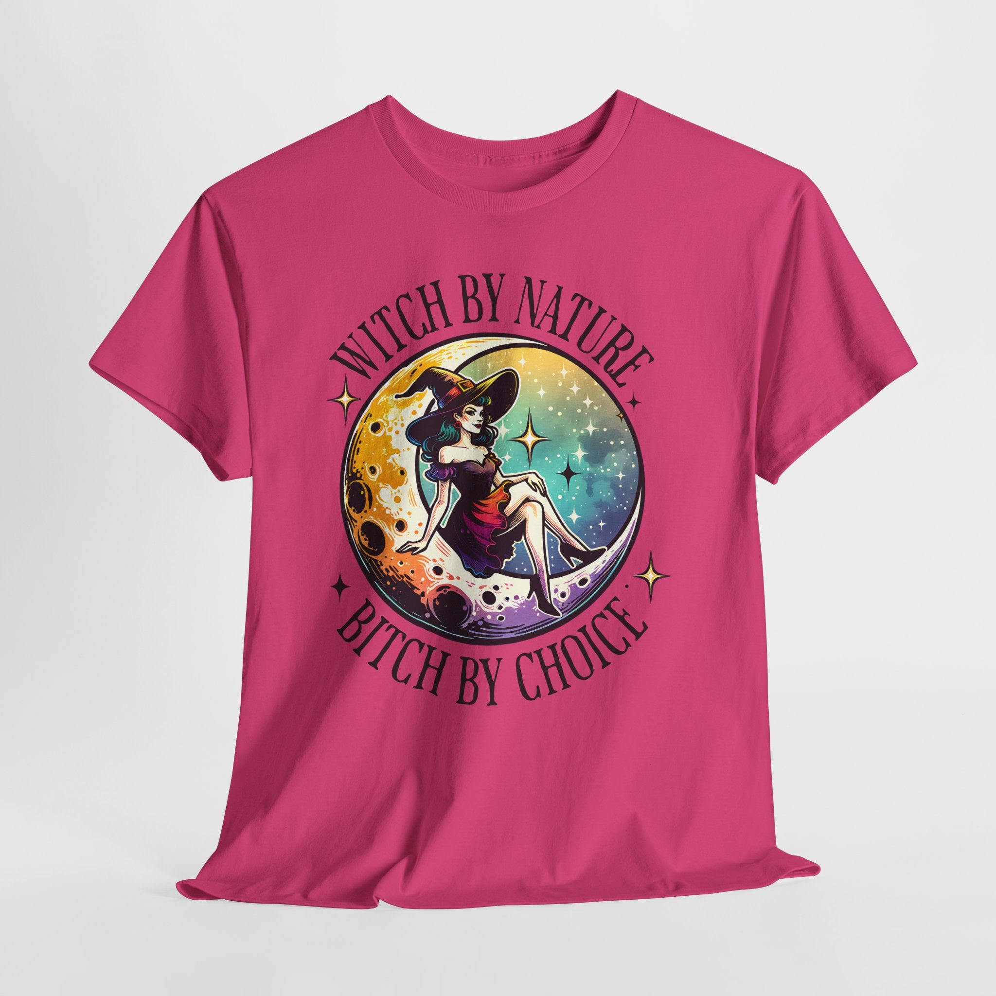Witchy Cotton Tee - "Witch by Nature, Bitch by Choice" | Unisex Tee for Spooky Season, Boho Fashion, Festival Wear, Gift for Witches