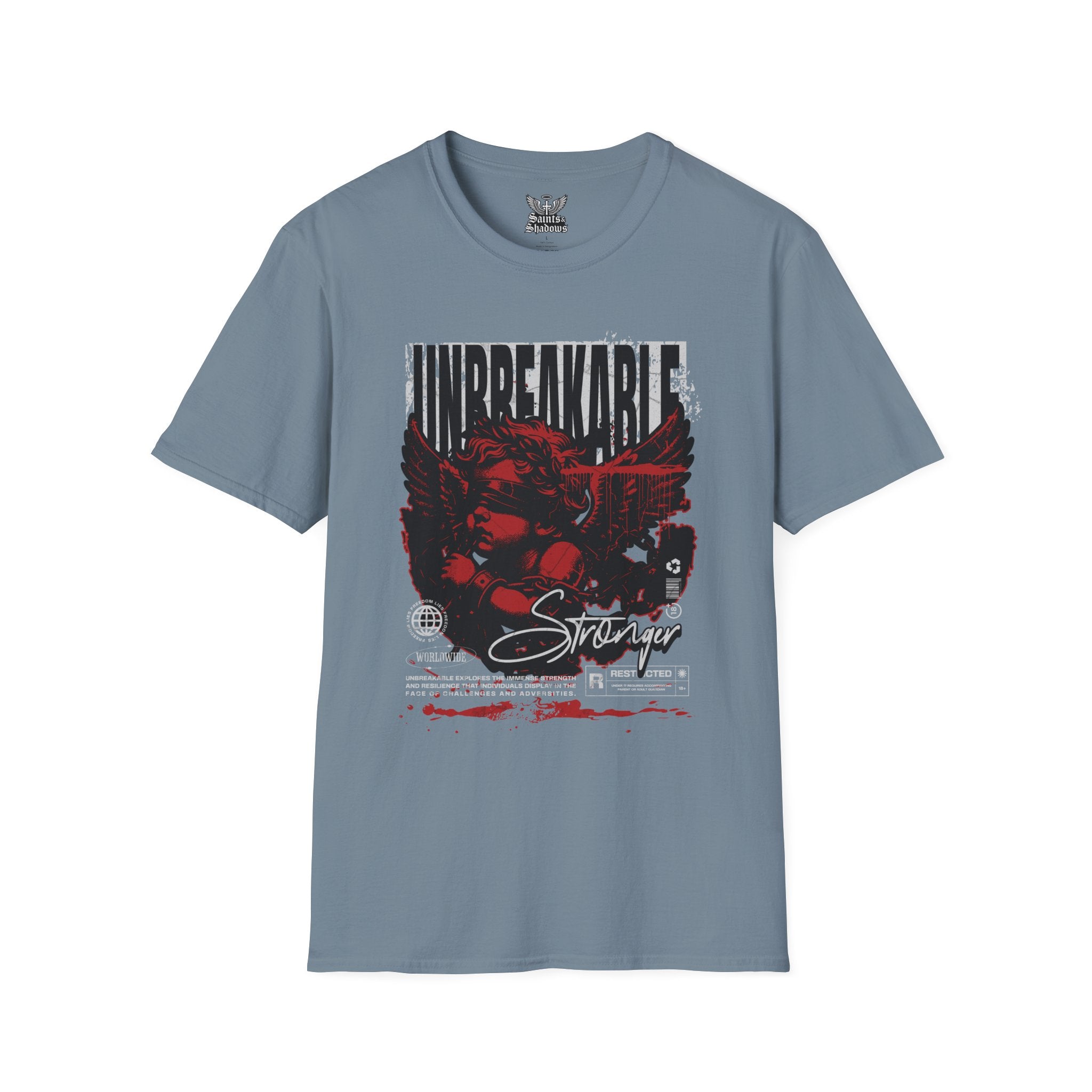 Saints and Shadows - Unbreakabe Strength, Angelic Artwork Unisex Softstyle T-Shirt, Casual Wear
