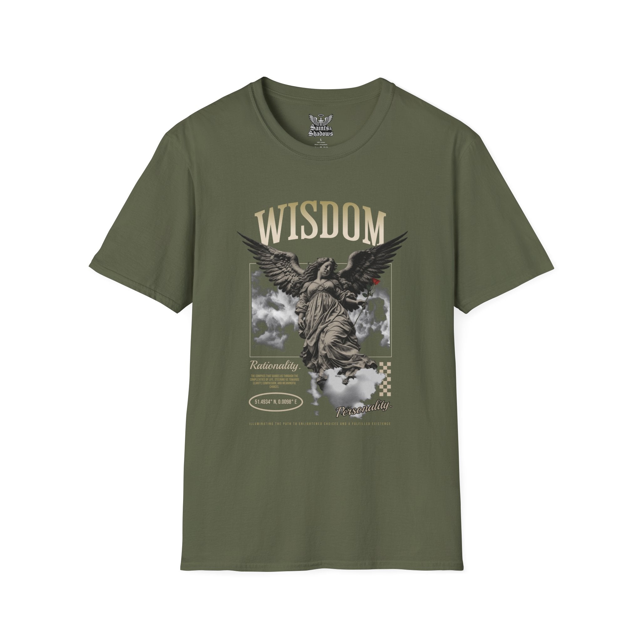 Saints and Shadows - Wisdom, Angelic Artwork Unisex Softstyle T-Shirt, Casual Wear