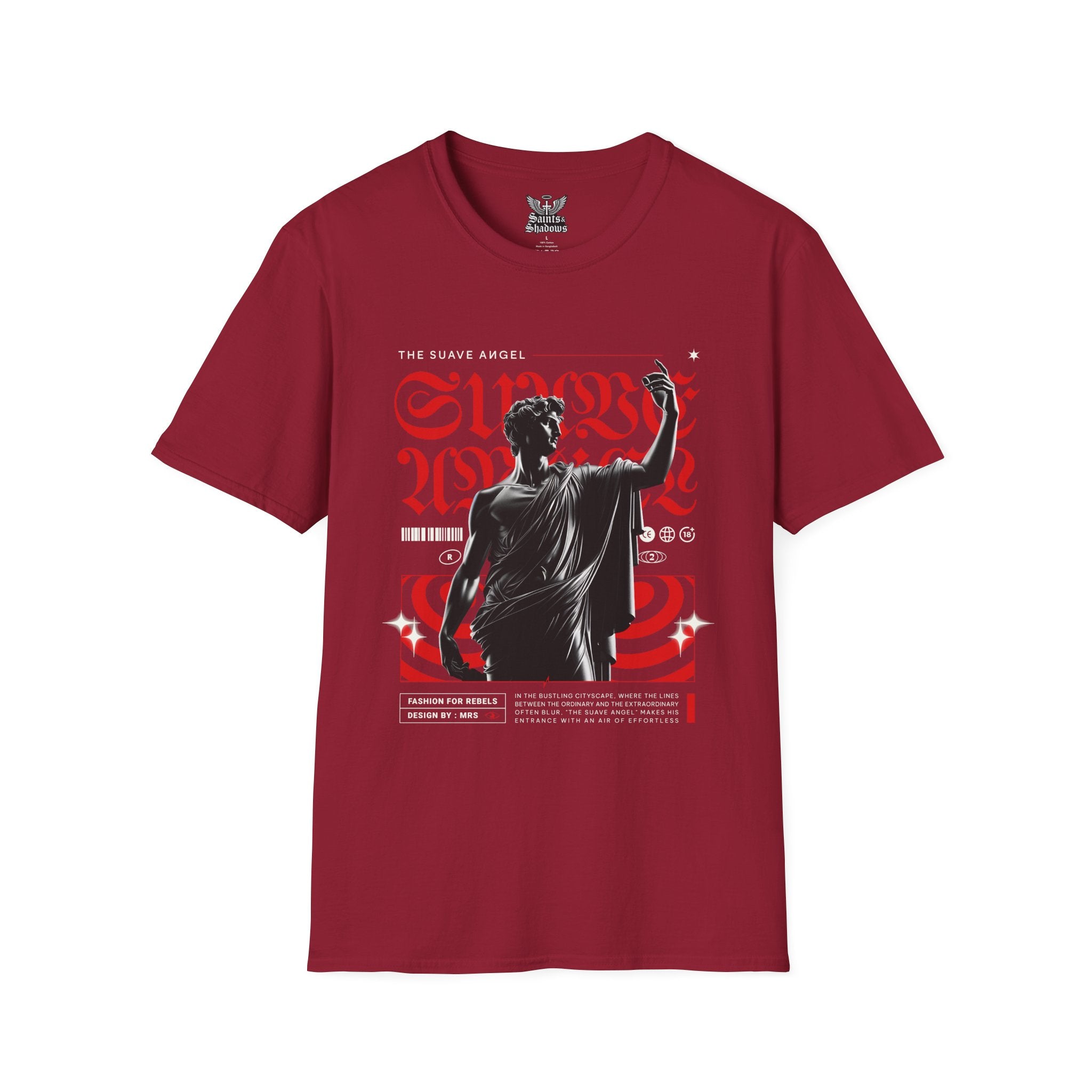 Saints and Shadows - The Suave Angel, Angelic Artwork Unisex Softstyle T-Shirt, Casual Wear
