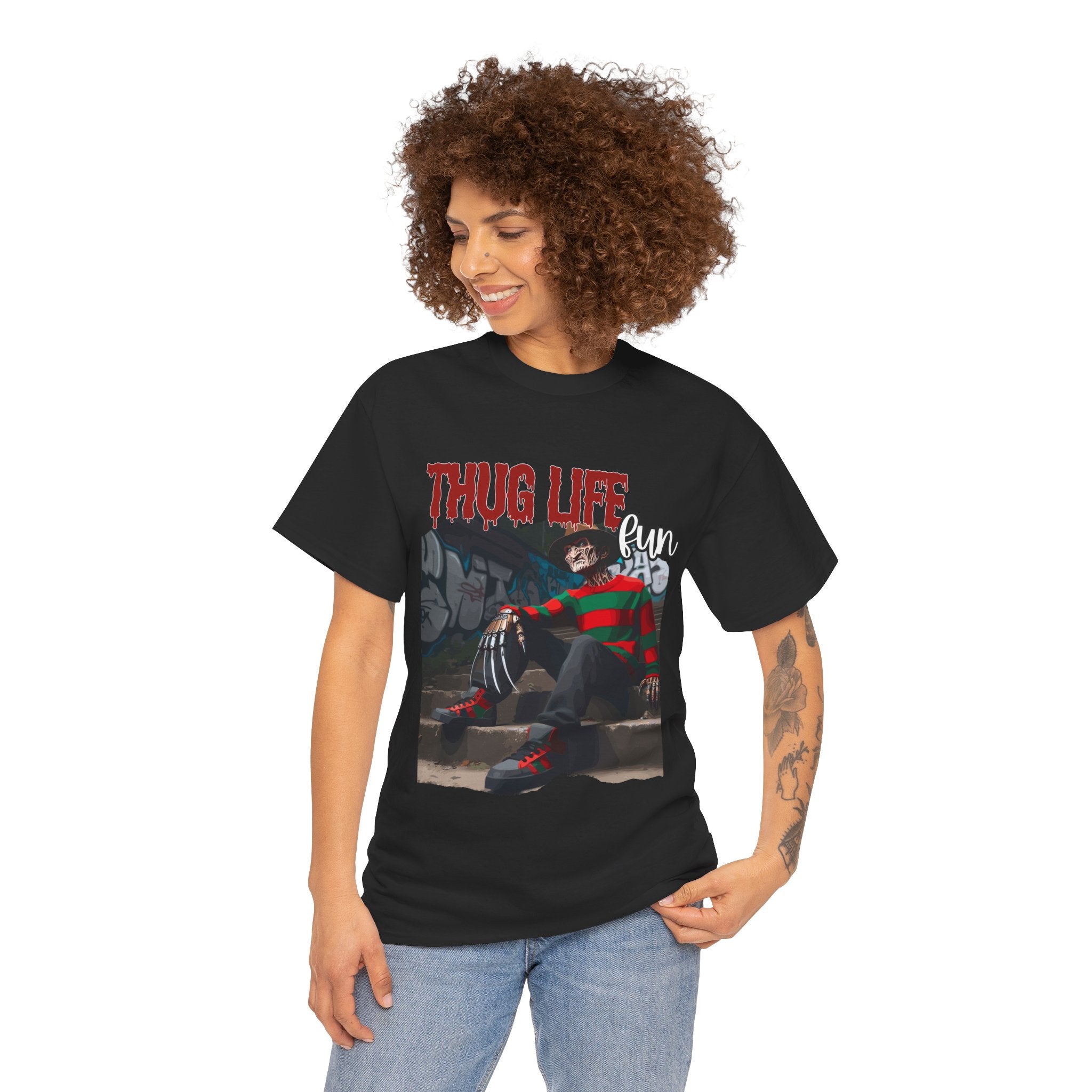 Freddie Kruger, Thug Life Tee - Horror Graphic Tee, Unisex Cotton Shirt, Halloween Costume, Horror Movie Gift