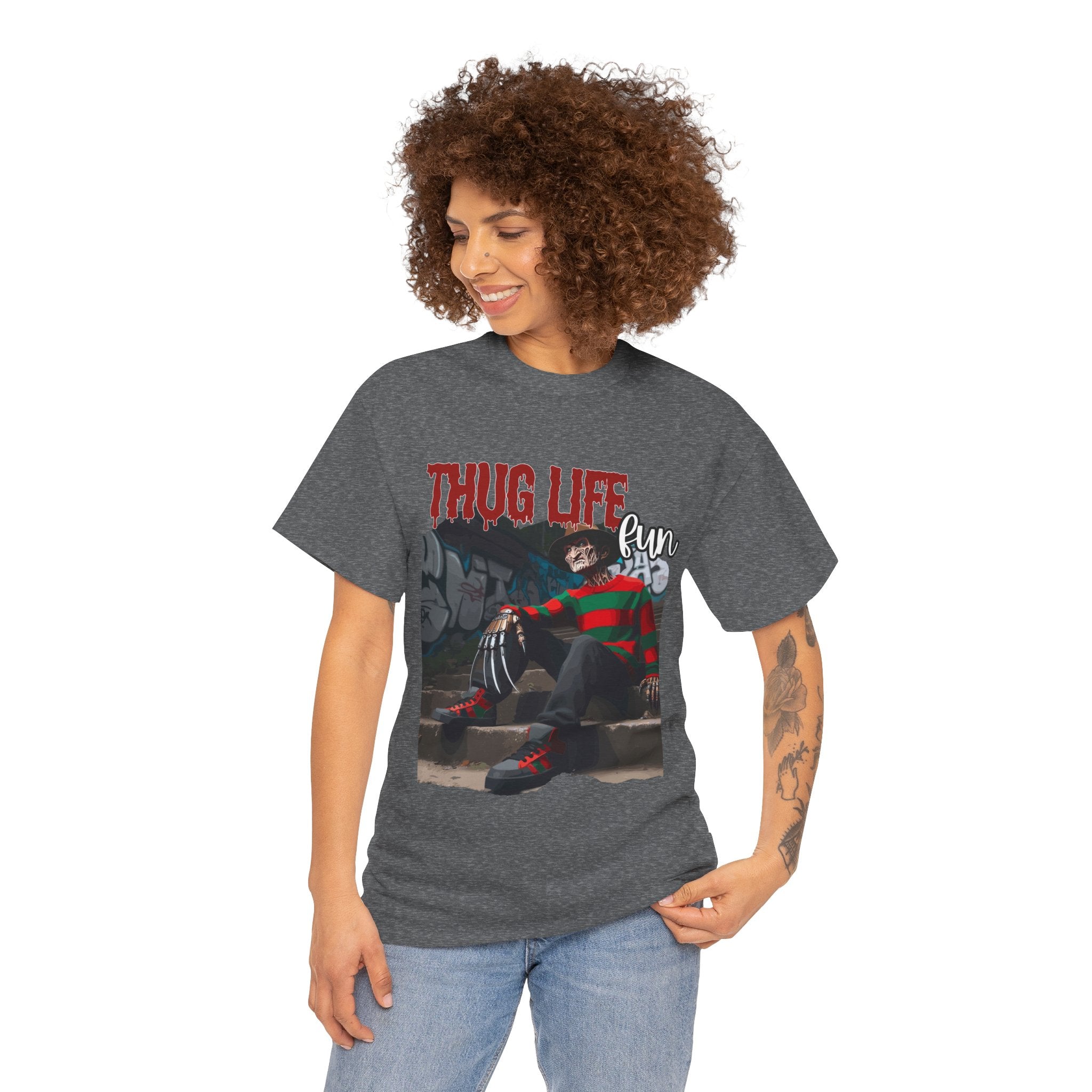 Freddie Kruger, Thug Life Tee - Horror Graphic Tee, Unisex Cotton Shirt, Halloween Costume, Horror Movie Gift
