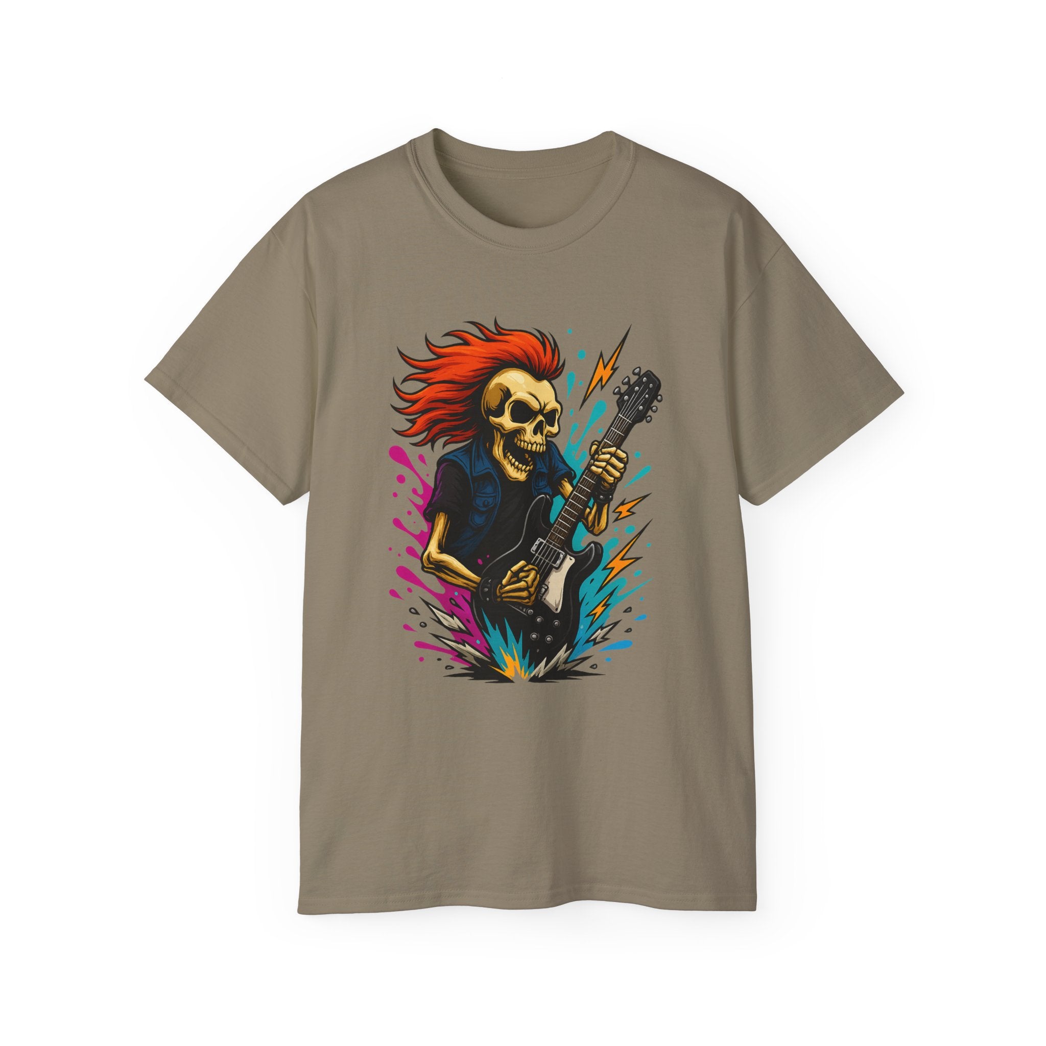 Rockin' Skull T-Shirt - Perfect for Music Lovers, Festival Gear, Halloween, Gift for Musicians, Vintage Band Tee, Casual Wear