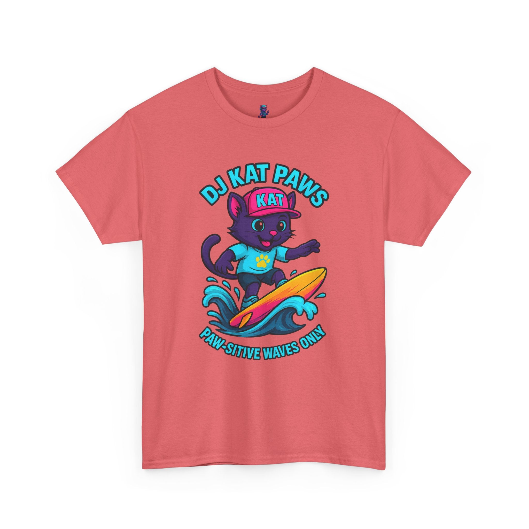 DJ KAT PAWS Paw-sitive Waves Only Surfing Tee