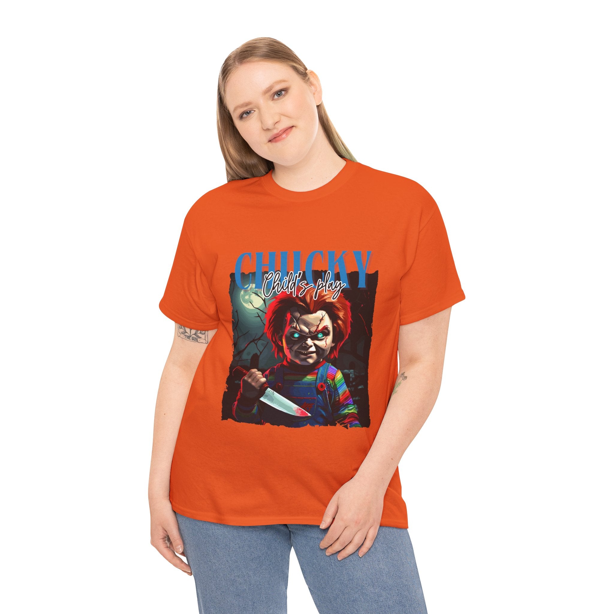 Chucky Horror Graphic Tee, Unisex Cotton Shirt, Halloween Costume, Horror Movie Gift, Spooky T-Shirt, Horror Fan Apparel