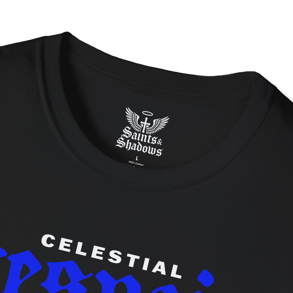 Saints and Shadows - Celestial Despair, Angelic Artwork Unisex Softstyle T-Shirt, Casual Wear