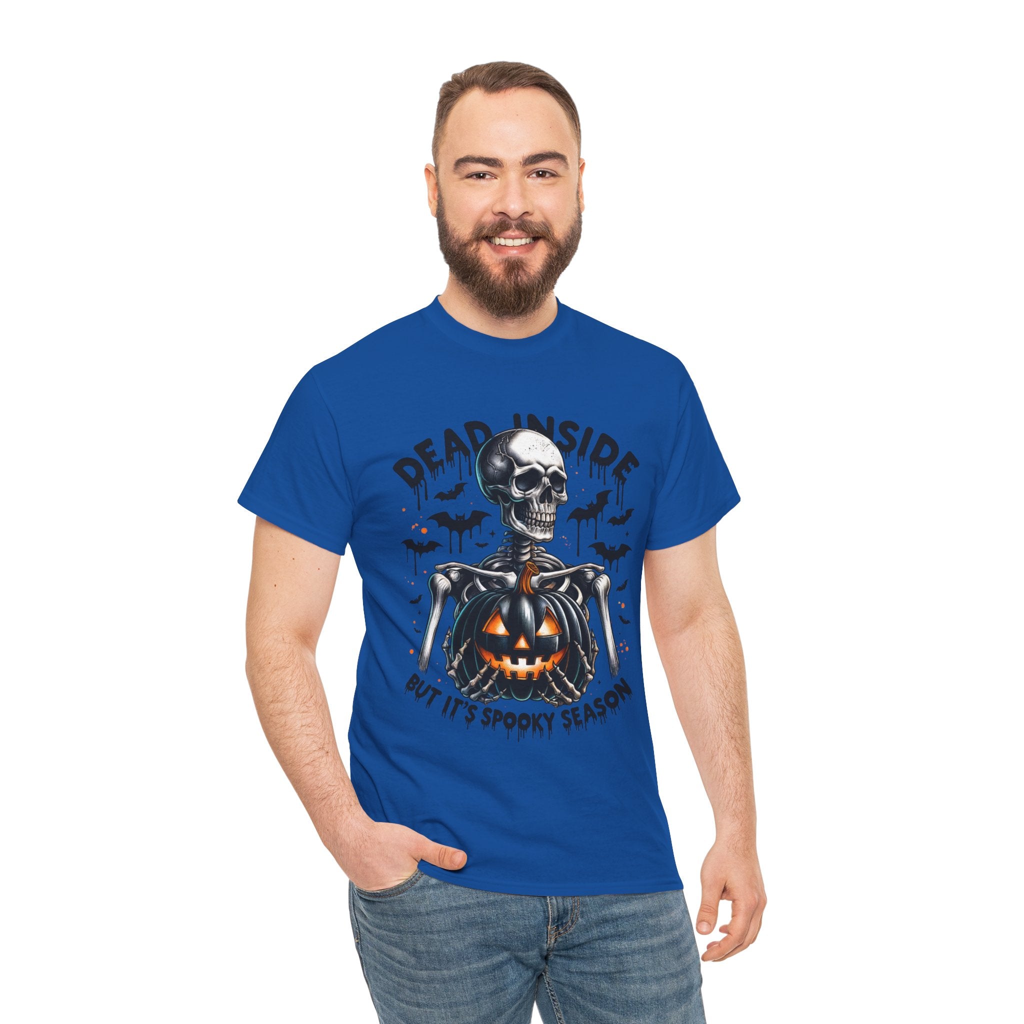 Dead Inside, Spooky Season Tee, Unisex Heavy Cotton T-Shirt, Halloween Shirt, Fun Casual Wear, Graphic Tee, Gift for Halloween Lovers