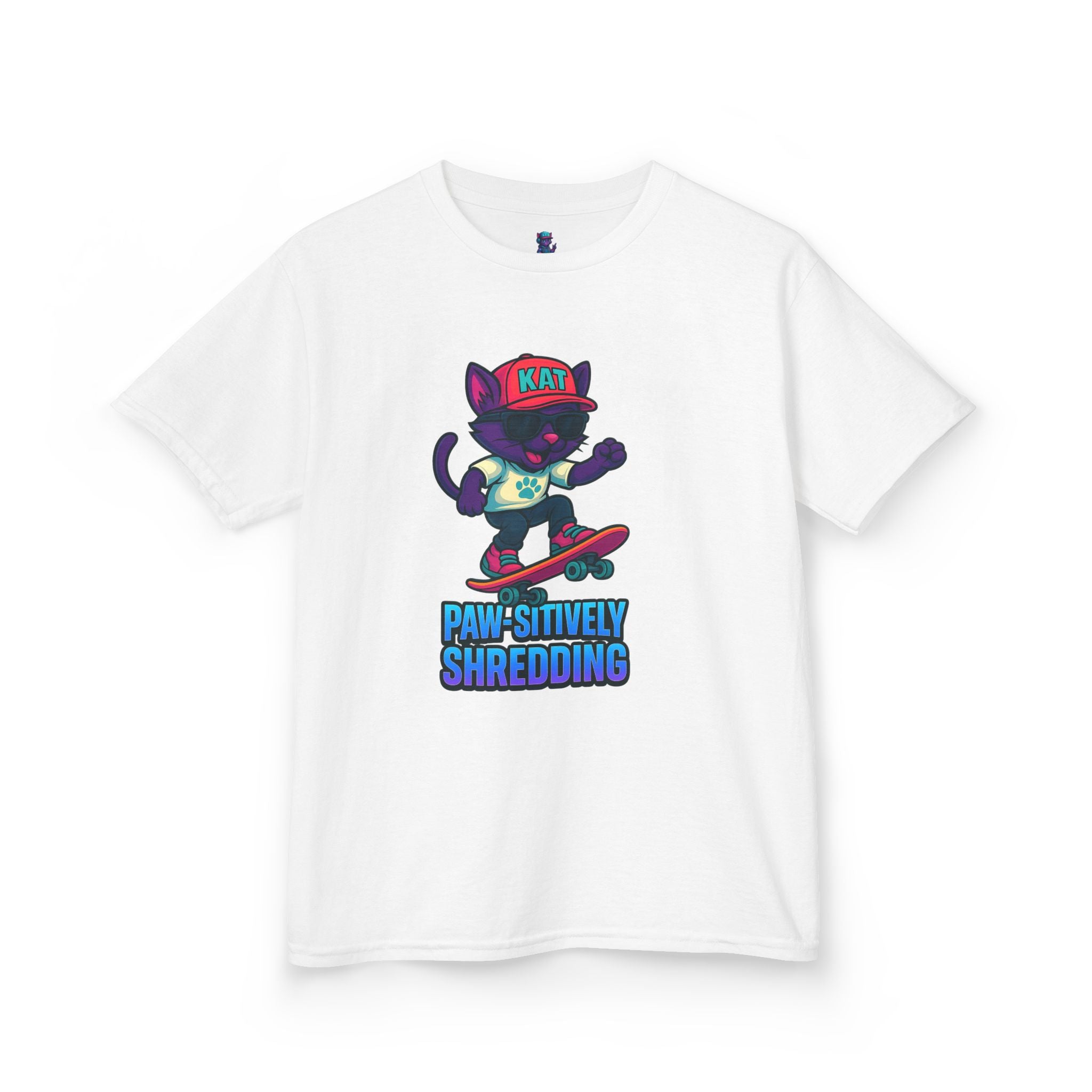 DJ KAT PAWS - Fun Skater Cat Design, Youth Summer T-Shirt, Cool Kids Apparel, Birthday Gift, Trendy Casual Wear