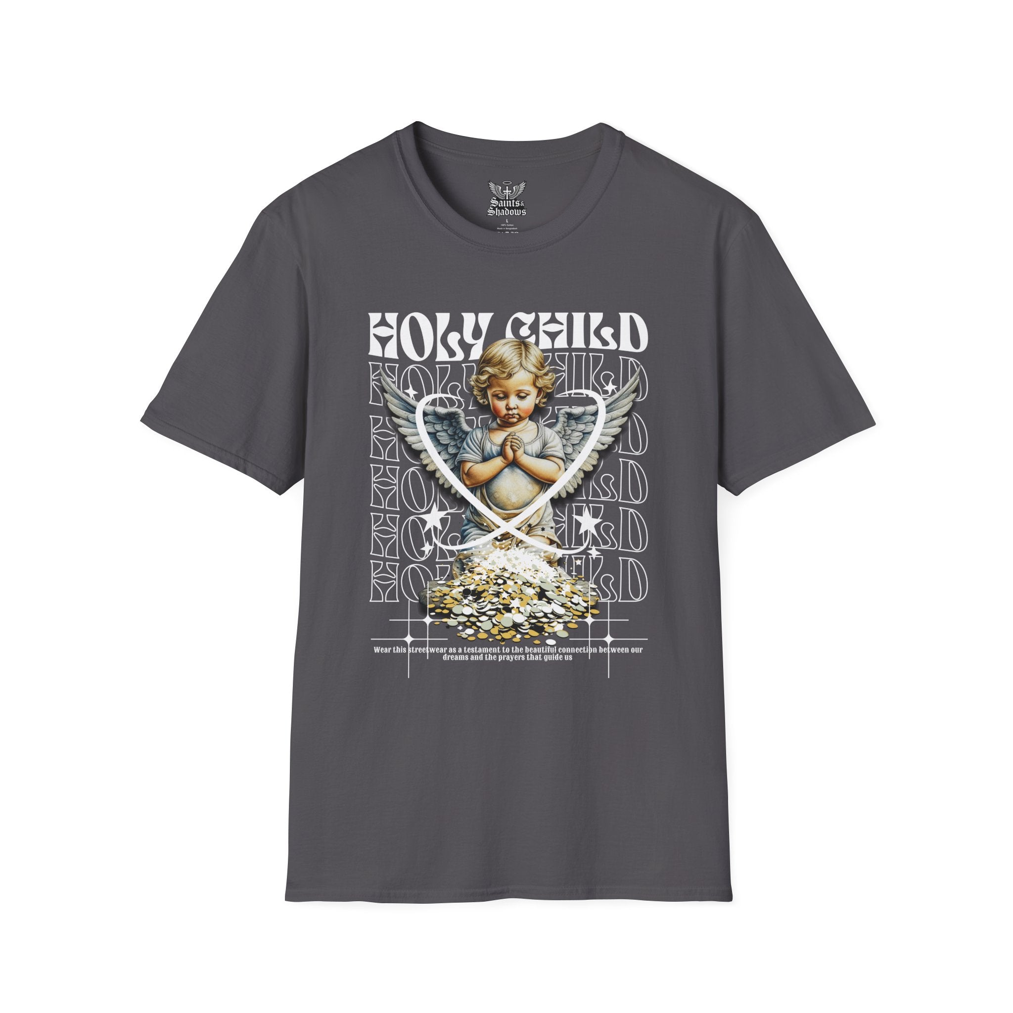 Saints and Shadows - Holy Child, Angelic Artwork Unisex Softstyle T-Shirt, Casual Wear
