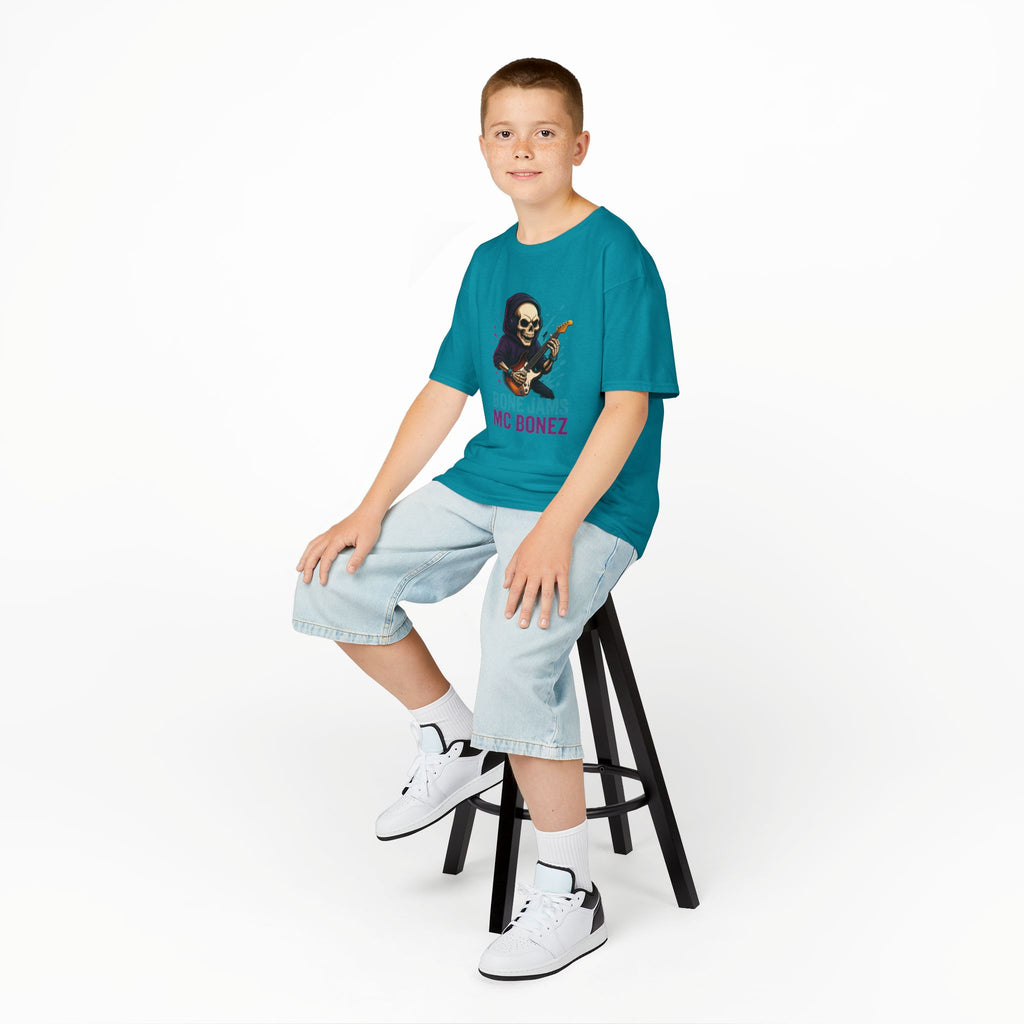 Bone Jams MC Bonez, Kids Tee | Guitar Edition | Cool Graphic Tee, Music Fan Shirt, Unique Gift for Young Musicians