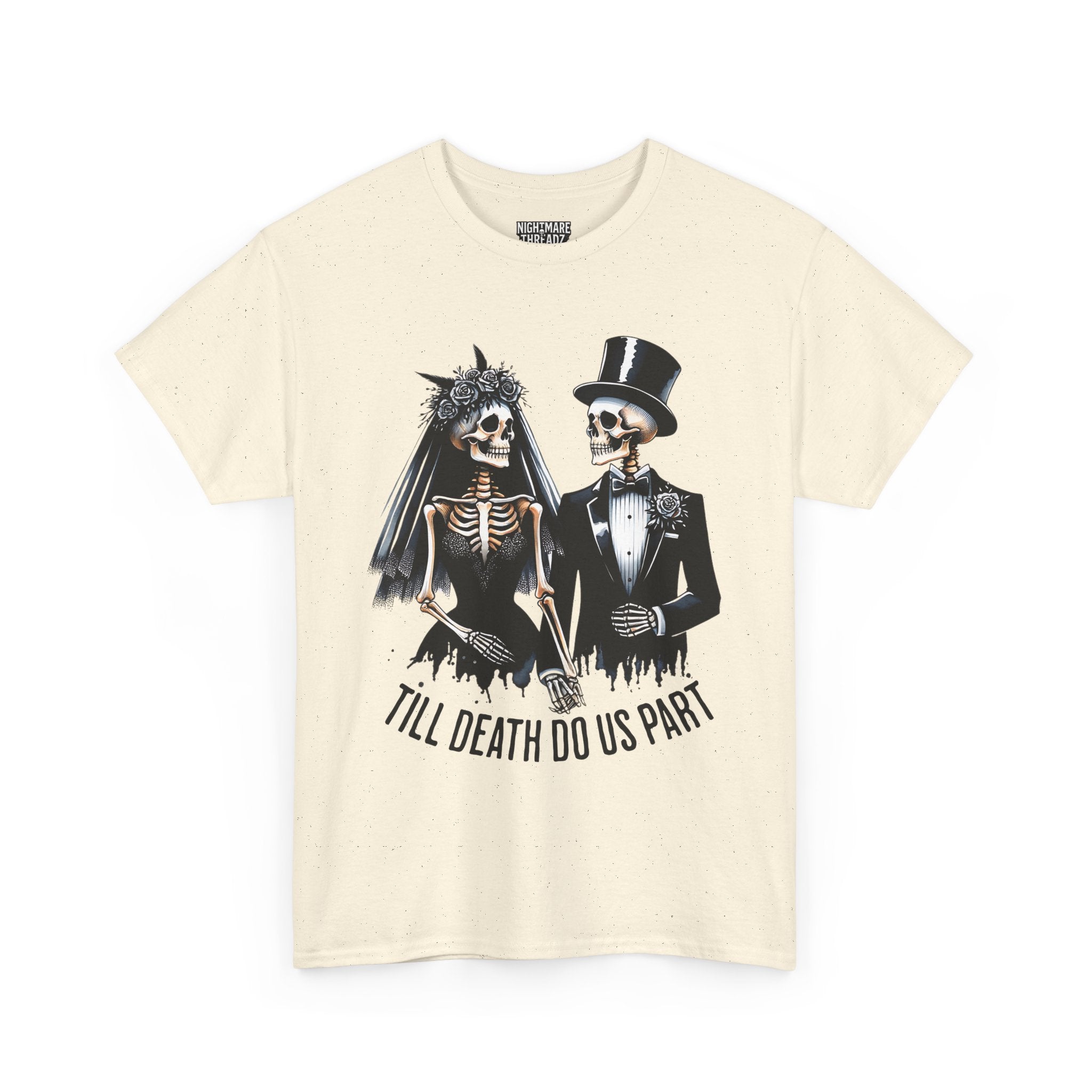 Skeleton Bride and Groom Wedding. Til Death, Tee - Horror Graphic Tee, Unisex Cotton Shirt, Halloween Costume, Horror Movie Gift, Spooky T-Shirt, Horror Fan Apparel