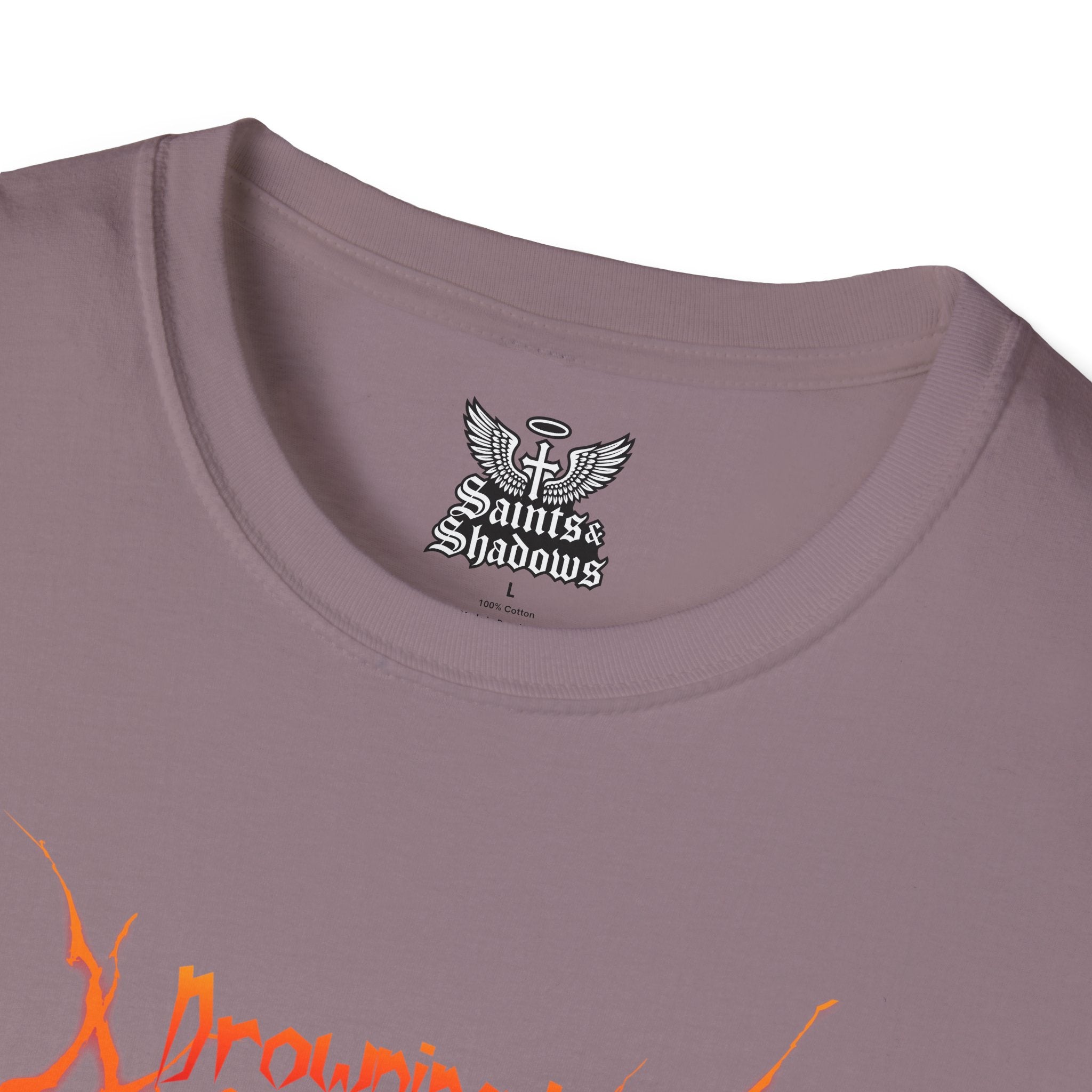 Saints and Shadows -Drowning In Anguish, Angelic Artwork Unisex Softstyle T-Shirt, Casual Wear
