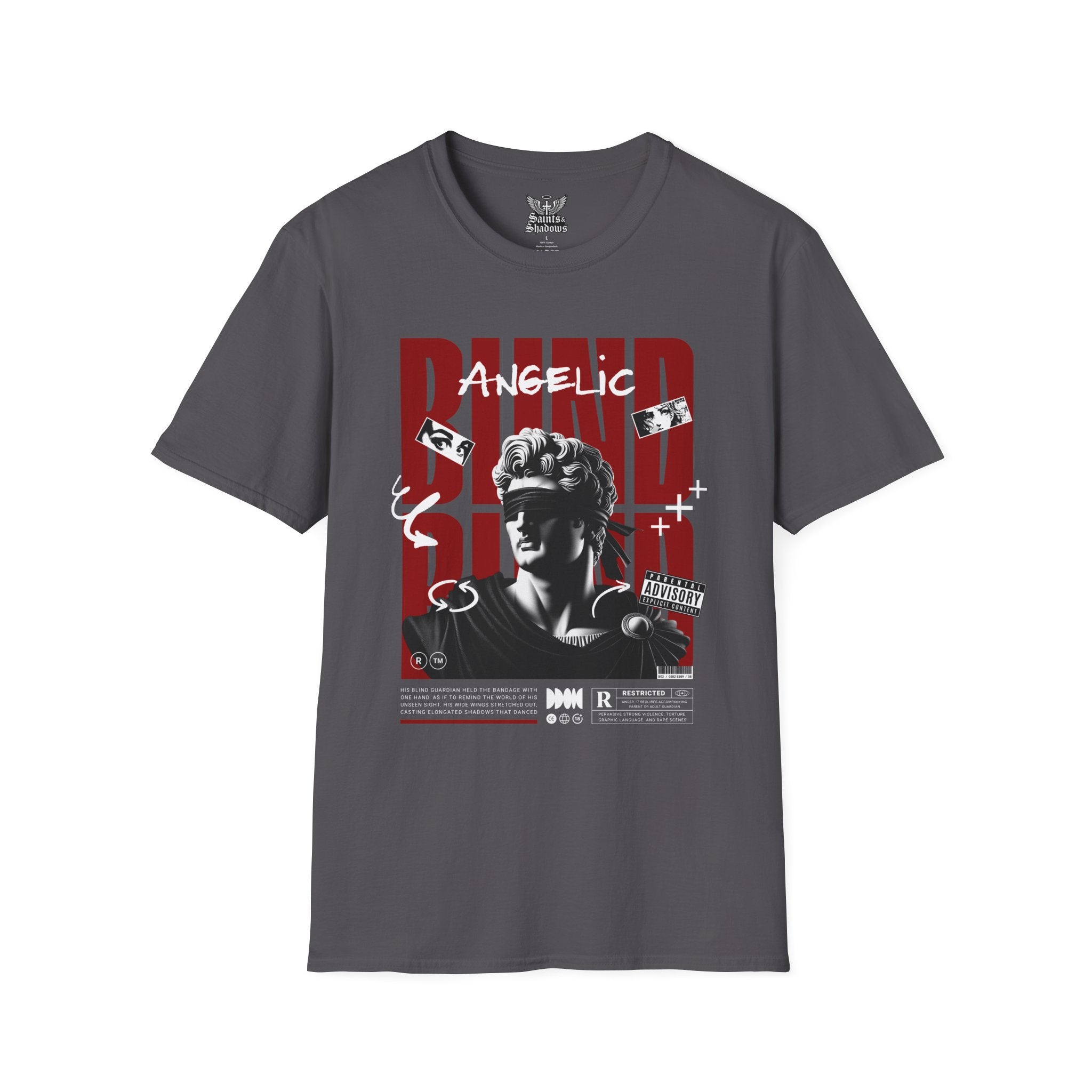 Saints and Shadows - Blind, Angelic Artwork Unisex Softstyle T-Shirt, Casual Wear