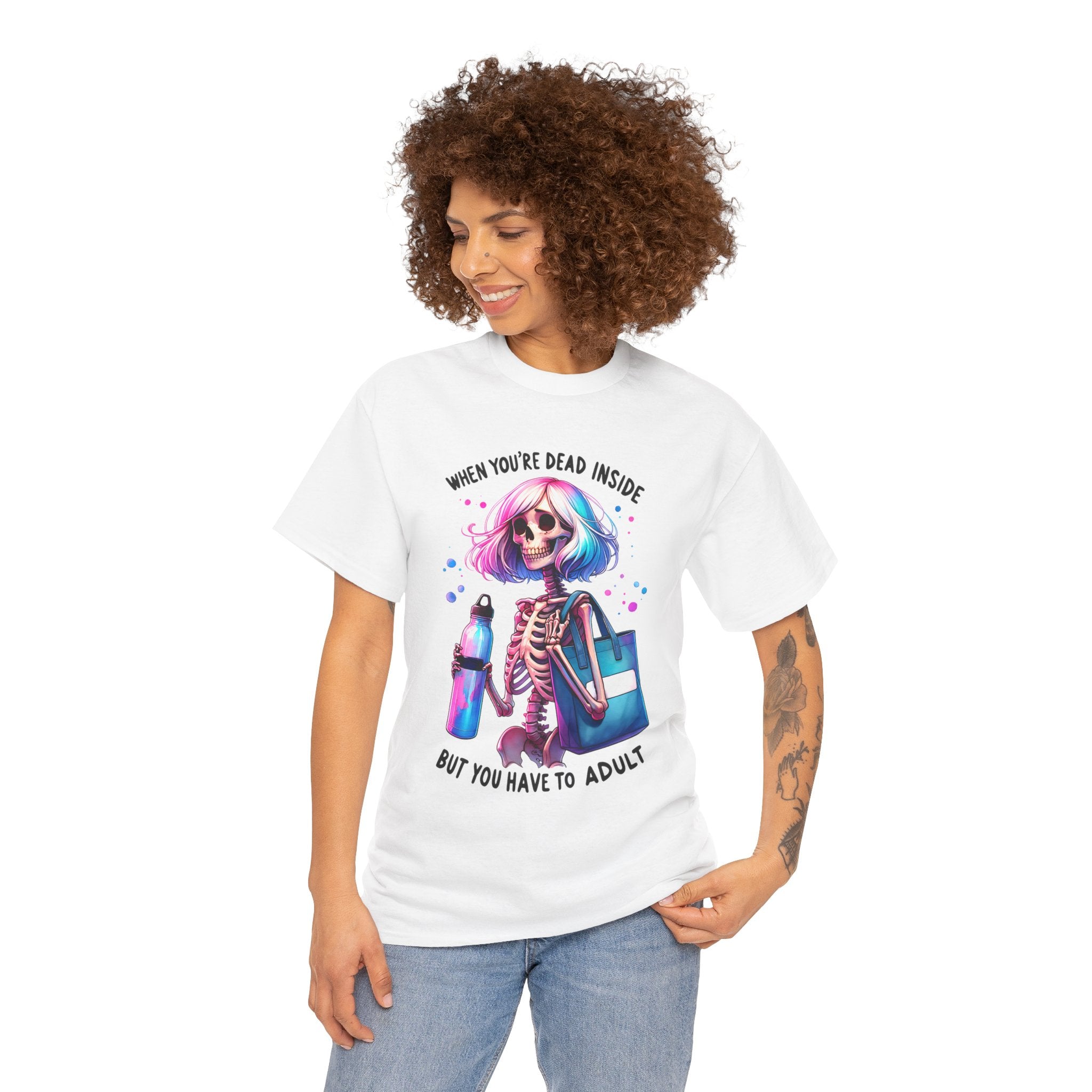 When you're dead onside, Whimsical Skeleton Tee, Funny Graphic Shirt, Perfect for Halloween, Unique Gift Idea, Casual Wear, Everyday Humor