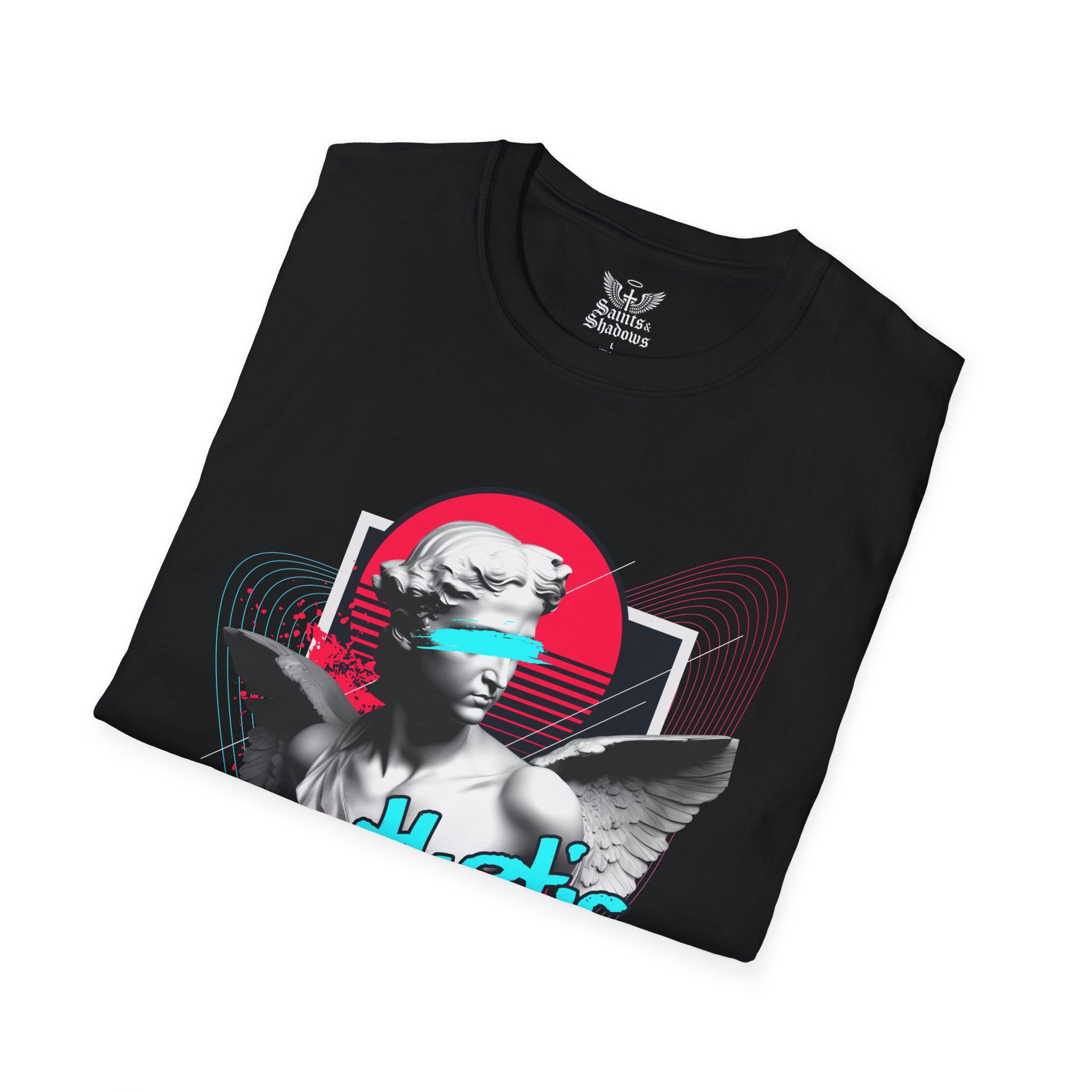 Saints and Shadows - Synthetic Dream, Angelic Artwork Unisex Softstyle T-Shirt, Casual Wear