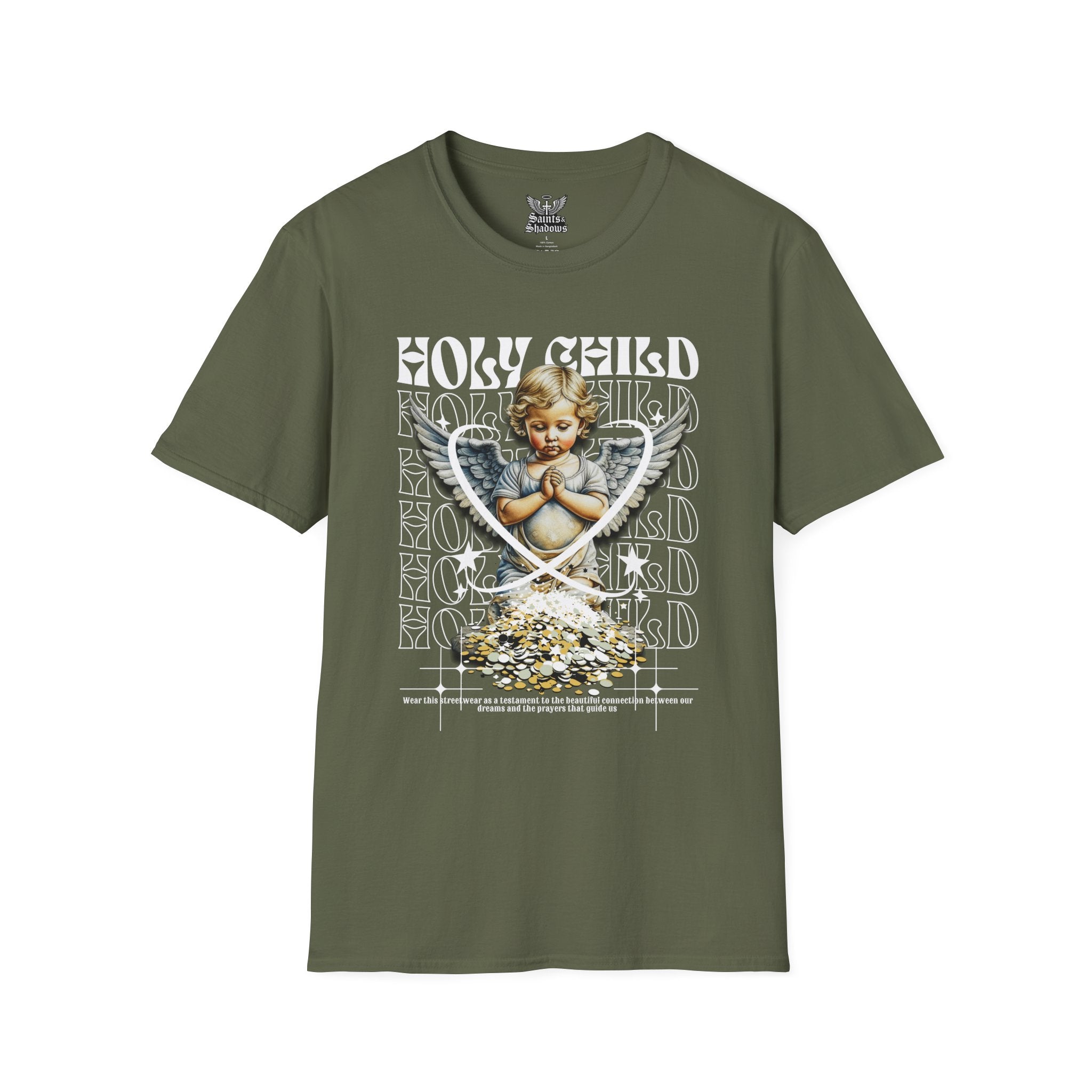 Saints and Shadows - Holy Child, Angelic Artwork Unisex Softstyle T-Shirt, Casual Wear