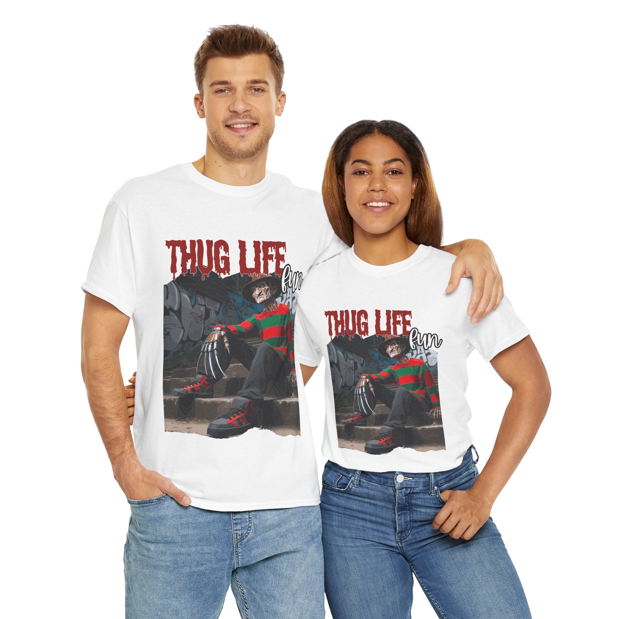 Freddie Kruger, Thug Life Tee - Horror Graphic Tee, Unisex Cotton Shirt, Halloween Costume, Horror Movie Gift
