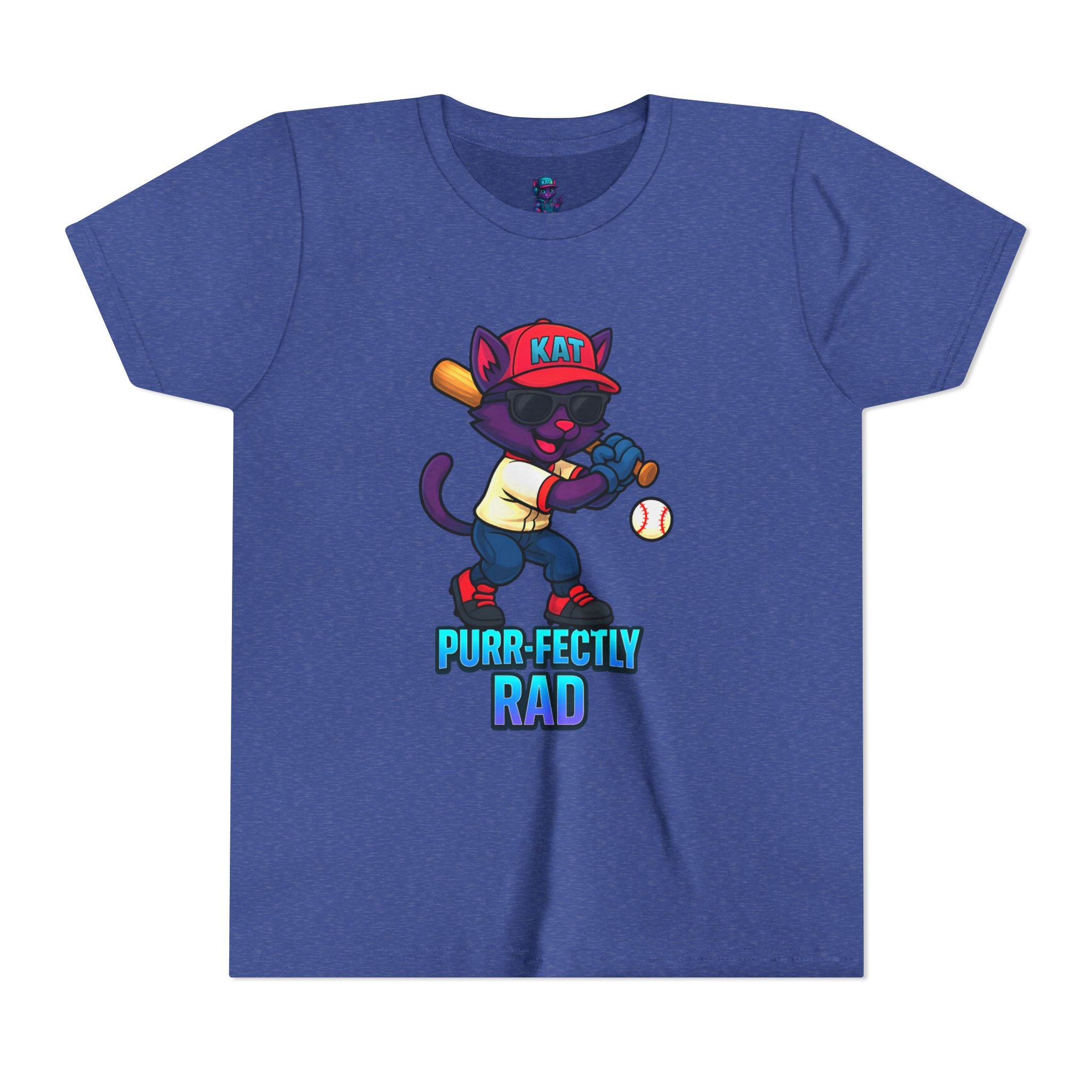 DJ KAT PAWS – Purr-fectly Rad Baseball Youth Tee | Fun Kids Graphic Shirt, Cool Cat Design, Perfect for Birthdays, Playdates & Sports Events