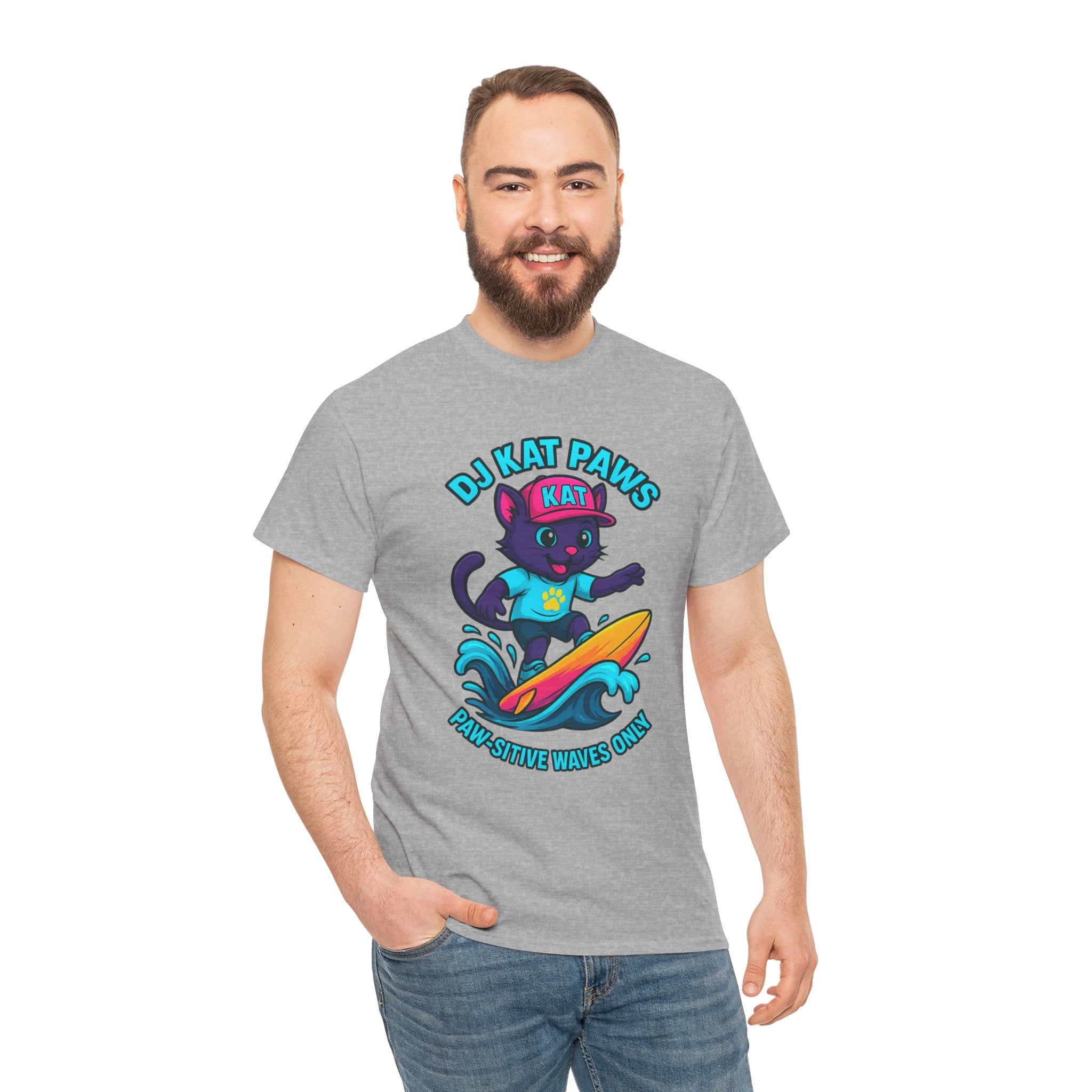 DJ KAT PAWS Paw-sitive Waves Only Surfing Tee