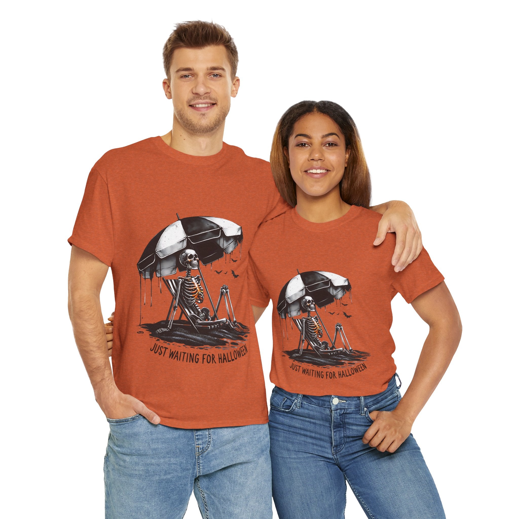 Just Waiting for Halloween, Heavy, Unisex Graphic Shirt, Birthday Gift, Casual Wear, Vintage Style, Floral Design T-shirt