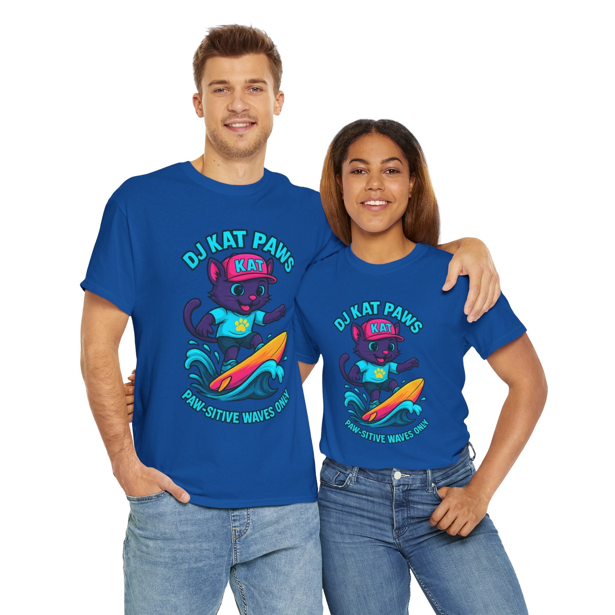 DJ KAT PAWS Paw-sitive Waves Only Surfing Tee