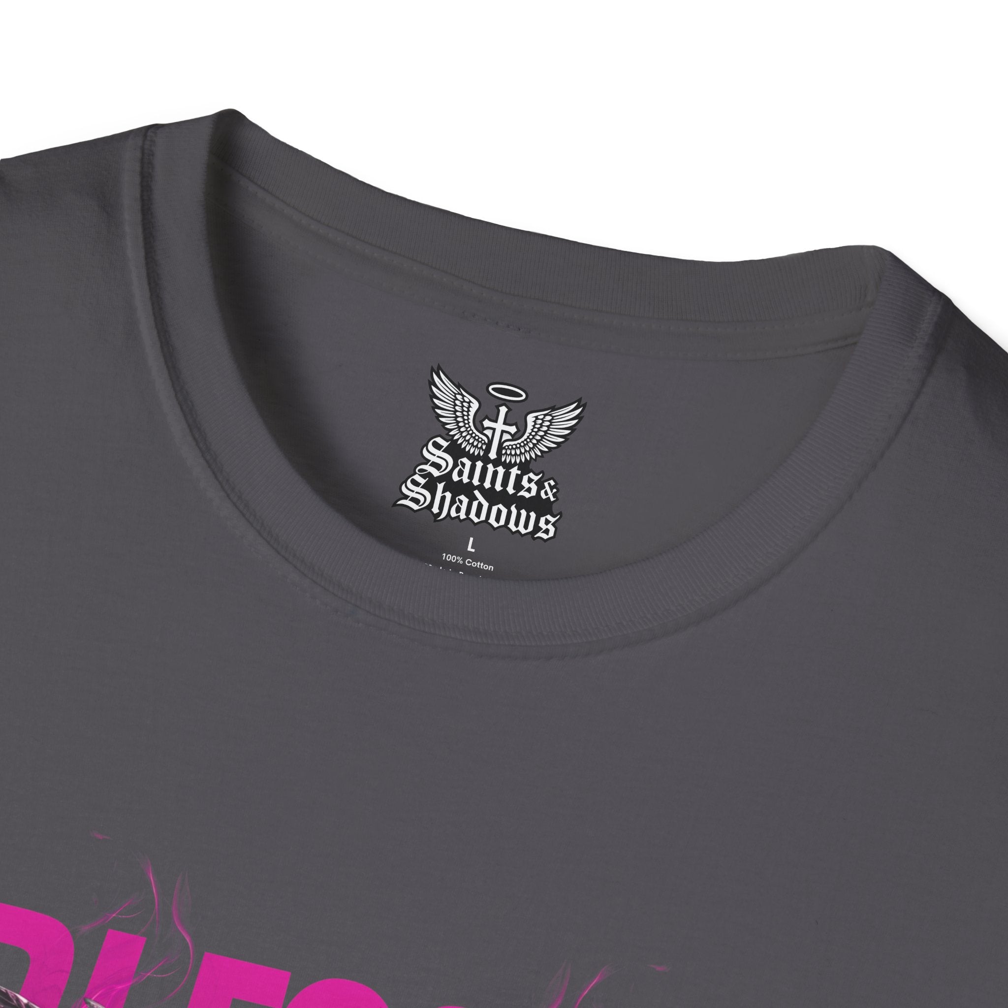 Saints and Shadows - Bleeded Art, Angelic Artwork Unisex Softstyle T-Shirt, Casual Wear