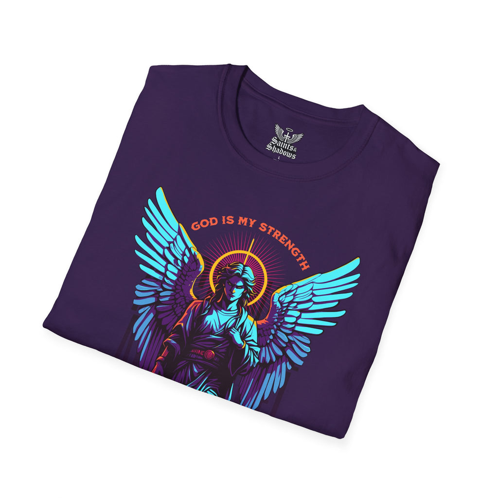 Saints and Shadows - St. Gabriel, Angelic Artwork Unisex Softstyle T-Shirt, Casual Wear