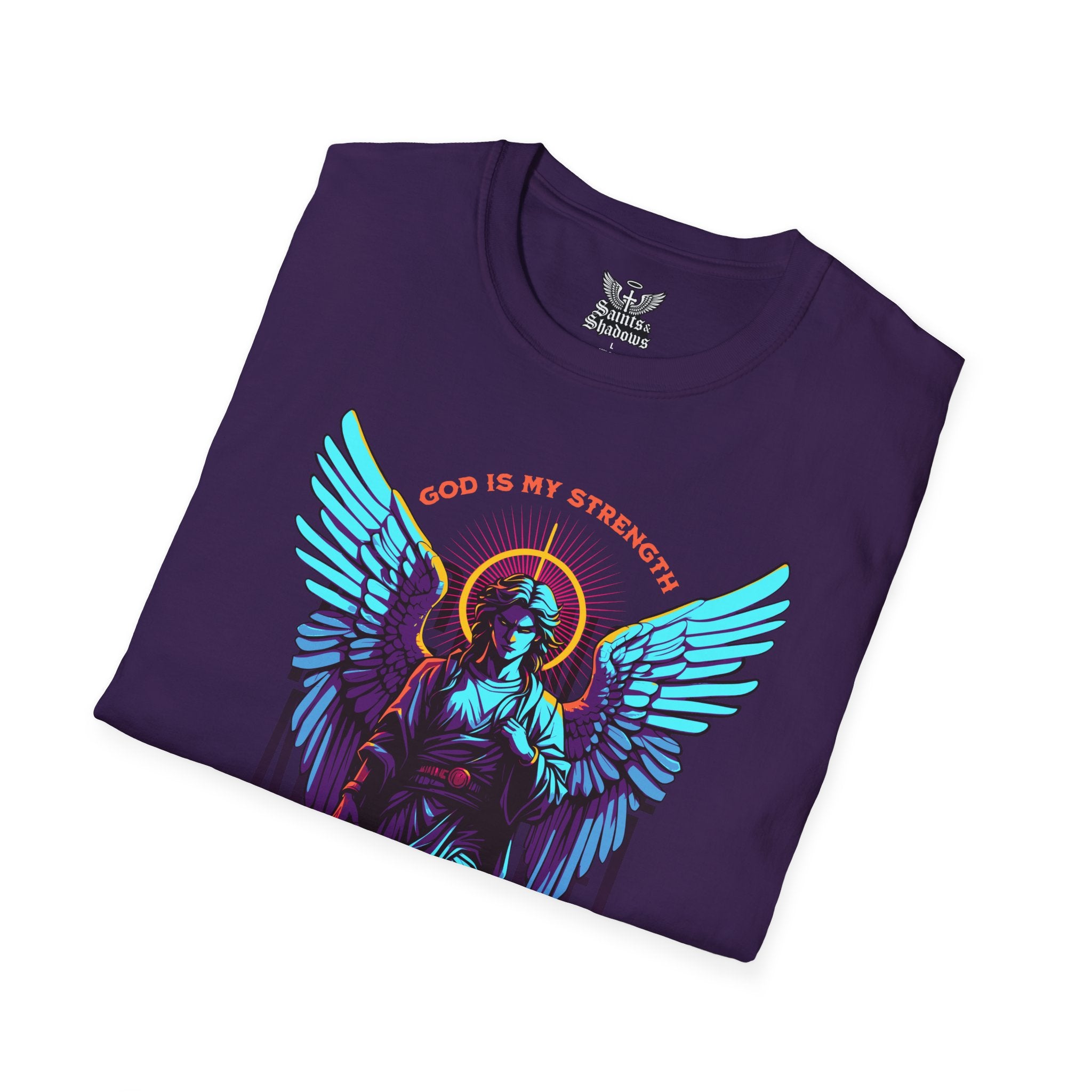 Saints and Shadows - St. Gabriel, Angelic Artwork Unisex Softstyle T-Shirt, Casual Wear