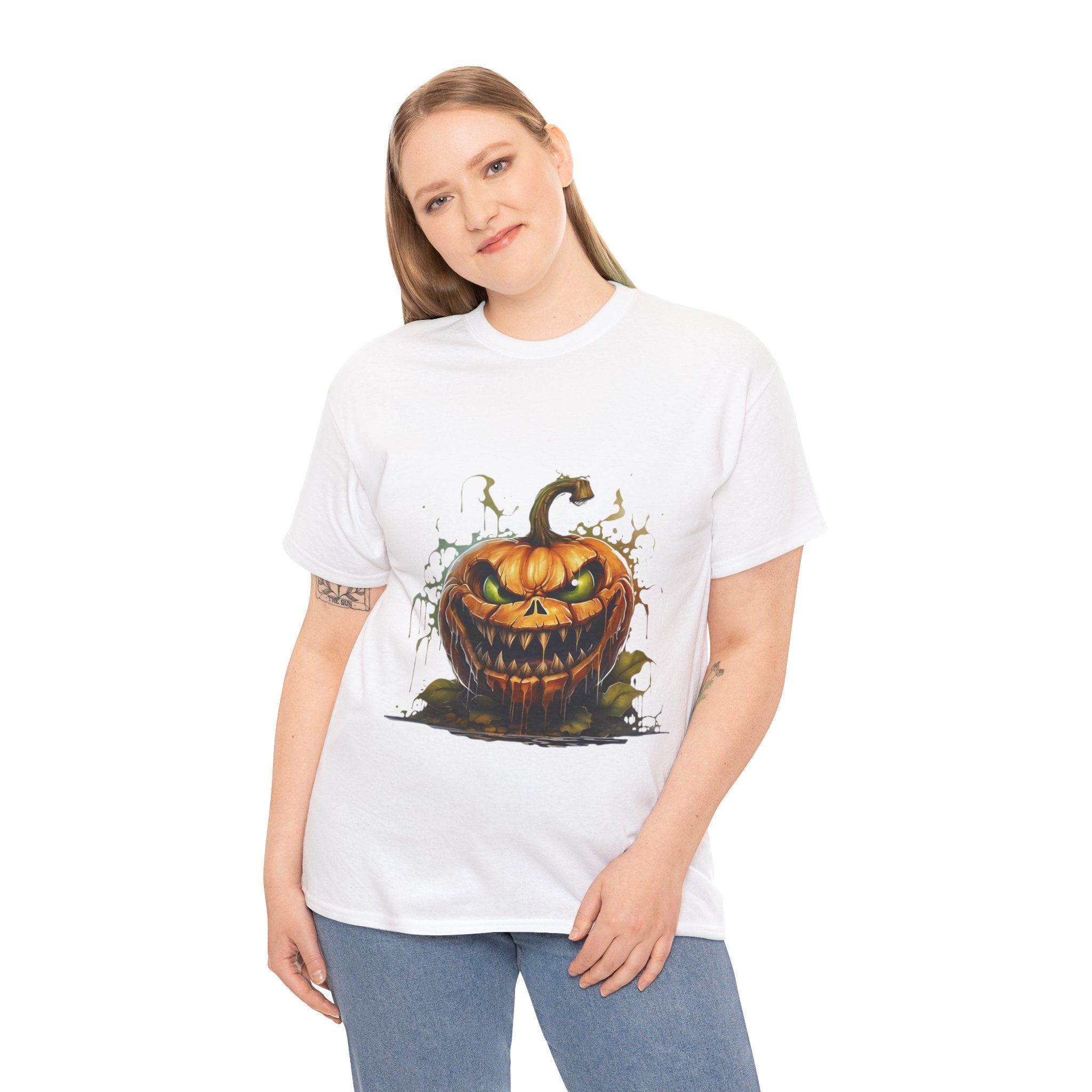 Spooky Pumpkin, Horror Graphic Tee, Unisex Cotton Shirt, Halloween Costume, Horror Movie Gift, Spooky T-Shirt, Horror Fan Apparel