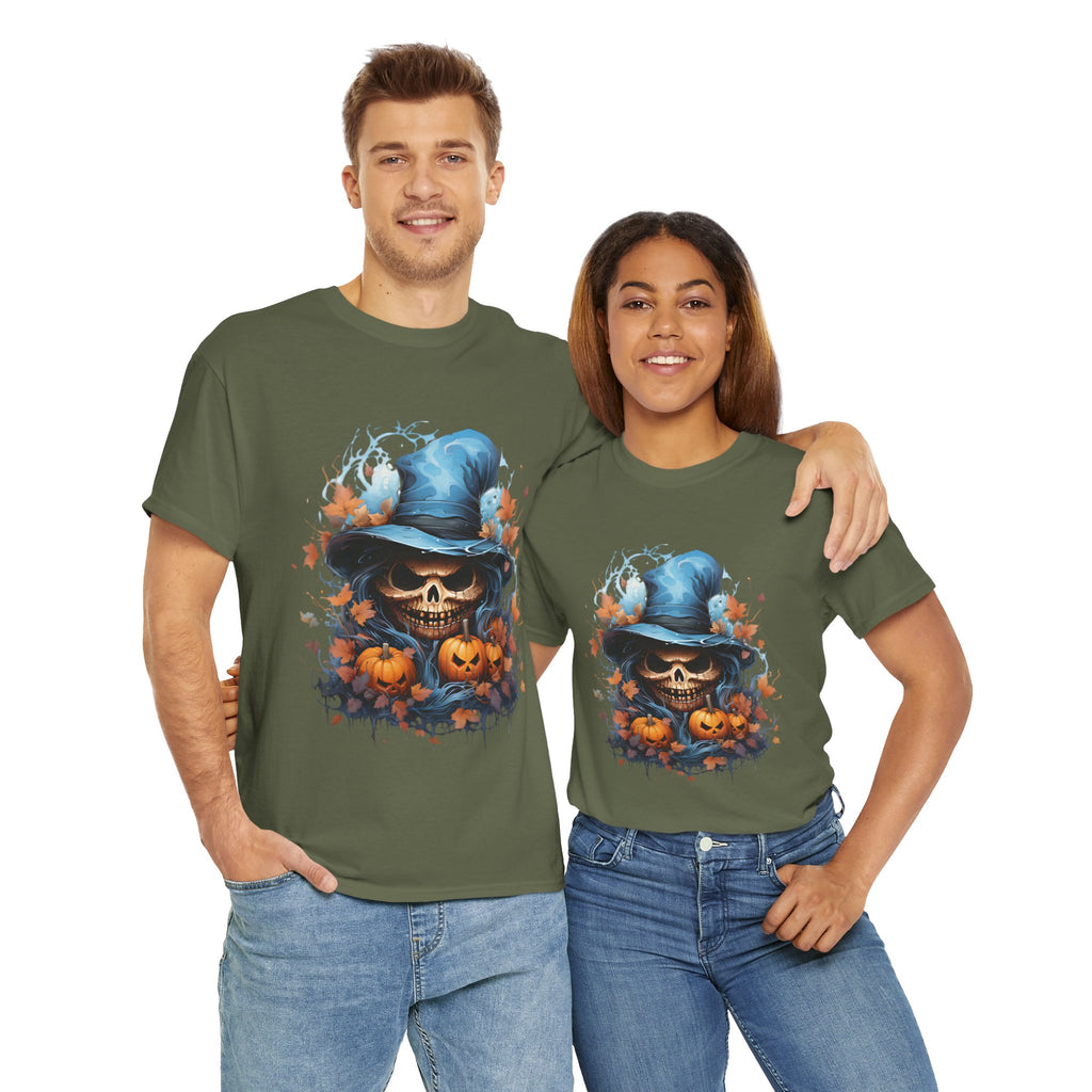 Skull Witch Unhappy Halloween Tee - Halloween Shirt, Spooky Tee, Pumpkin Shirt, Fall Apparel, Costume Top